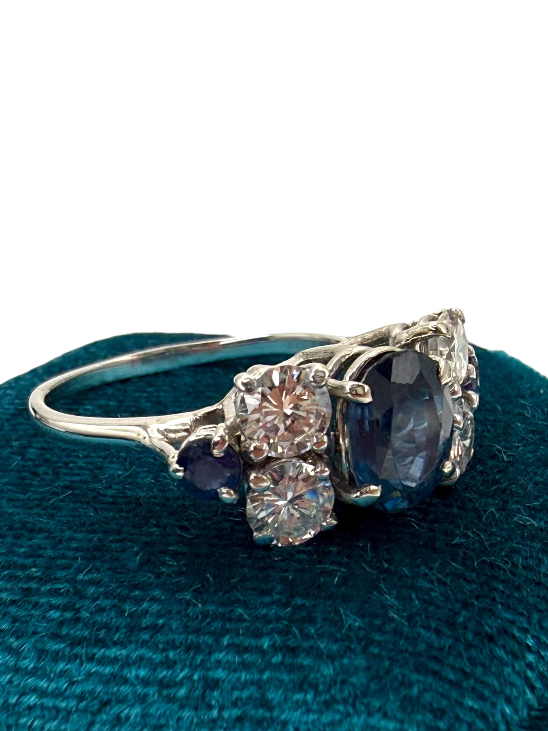 14k Sapphire Diamond Bow Cluster Ring