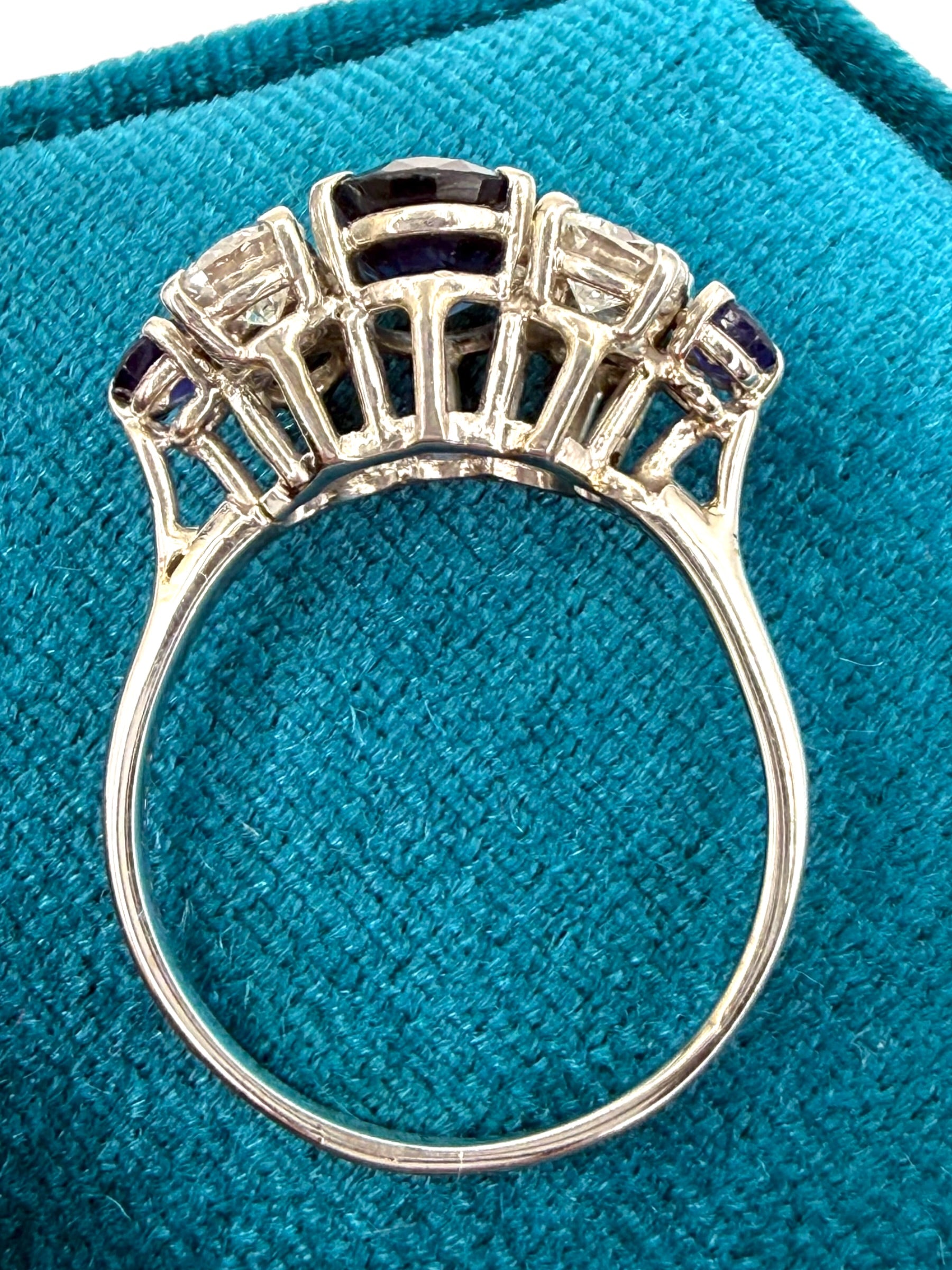 14k Sapphire Diamond Bow Cluster Ring