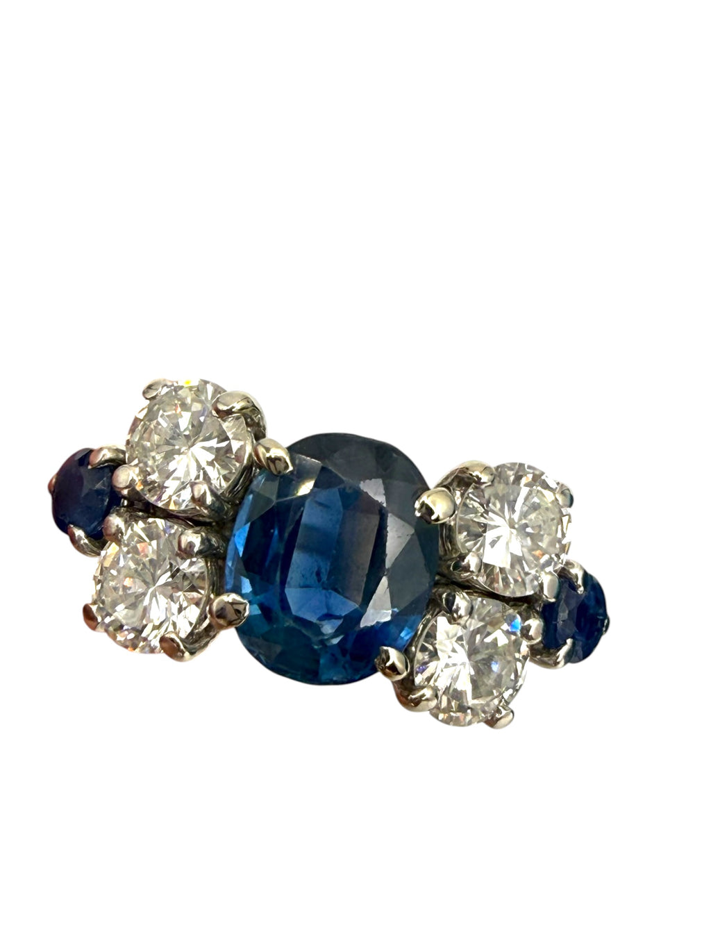 14k Sapphire Diamond Bow Cluster Ring