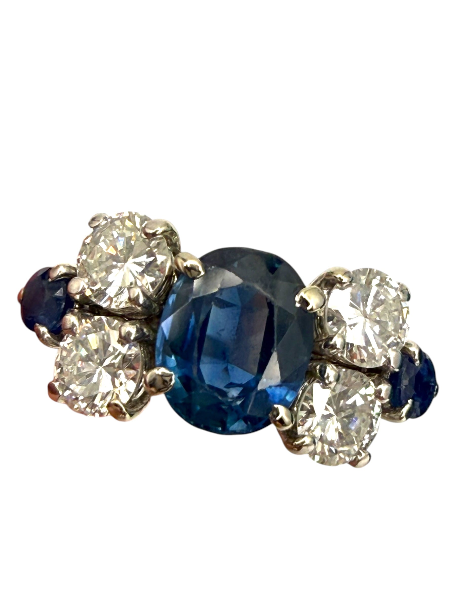 14k Sapphire Diamond Bow Cluster Ring