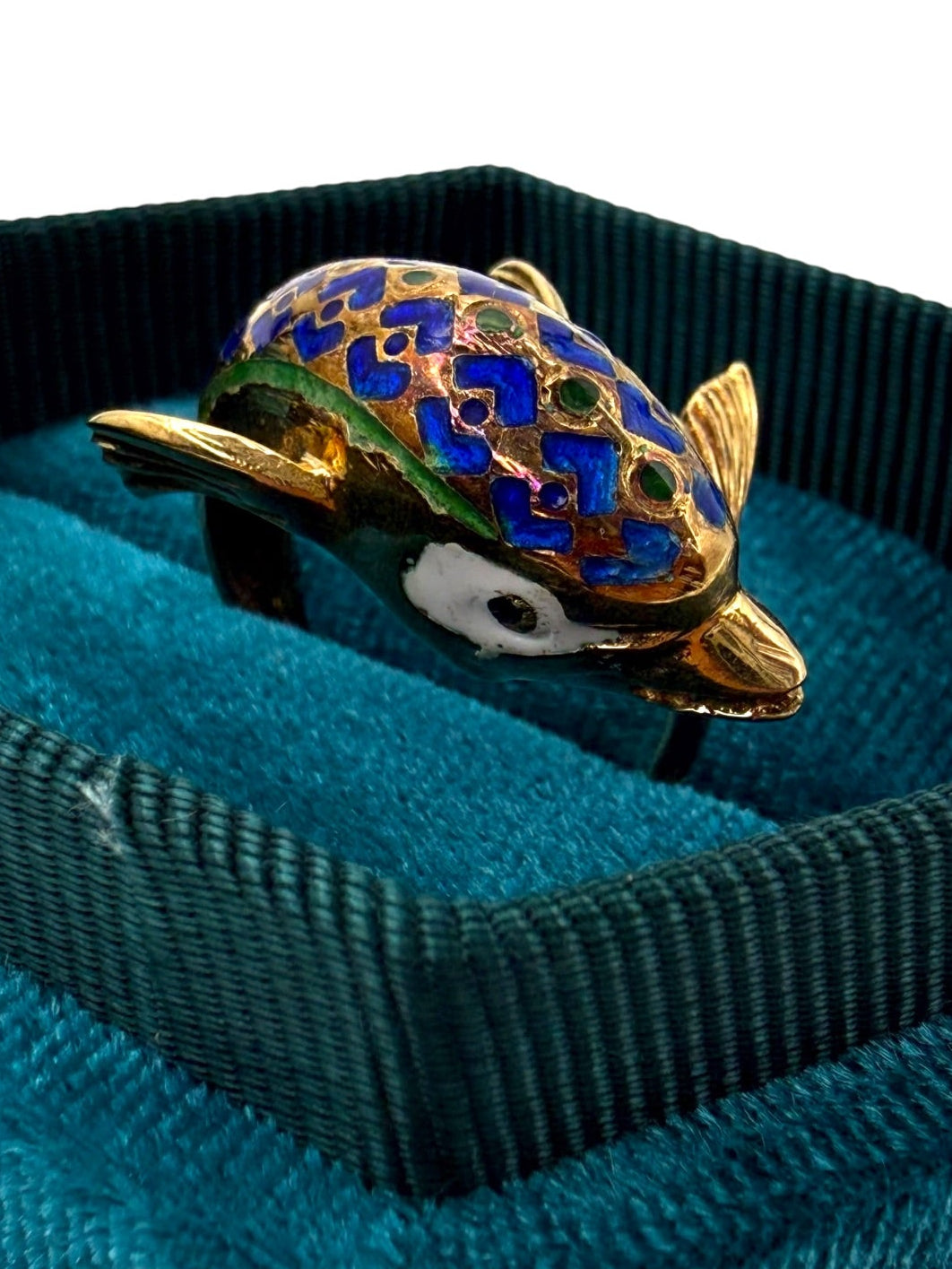 14k Enamel Dolphin Ring