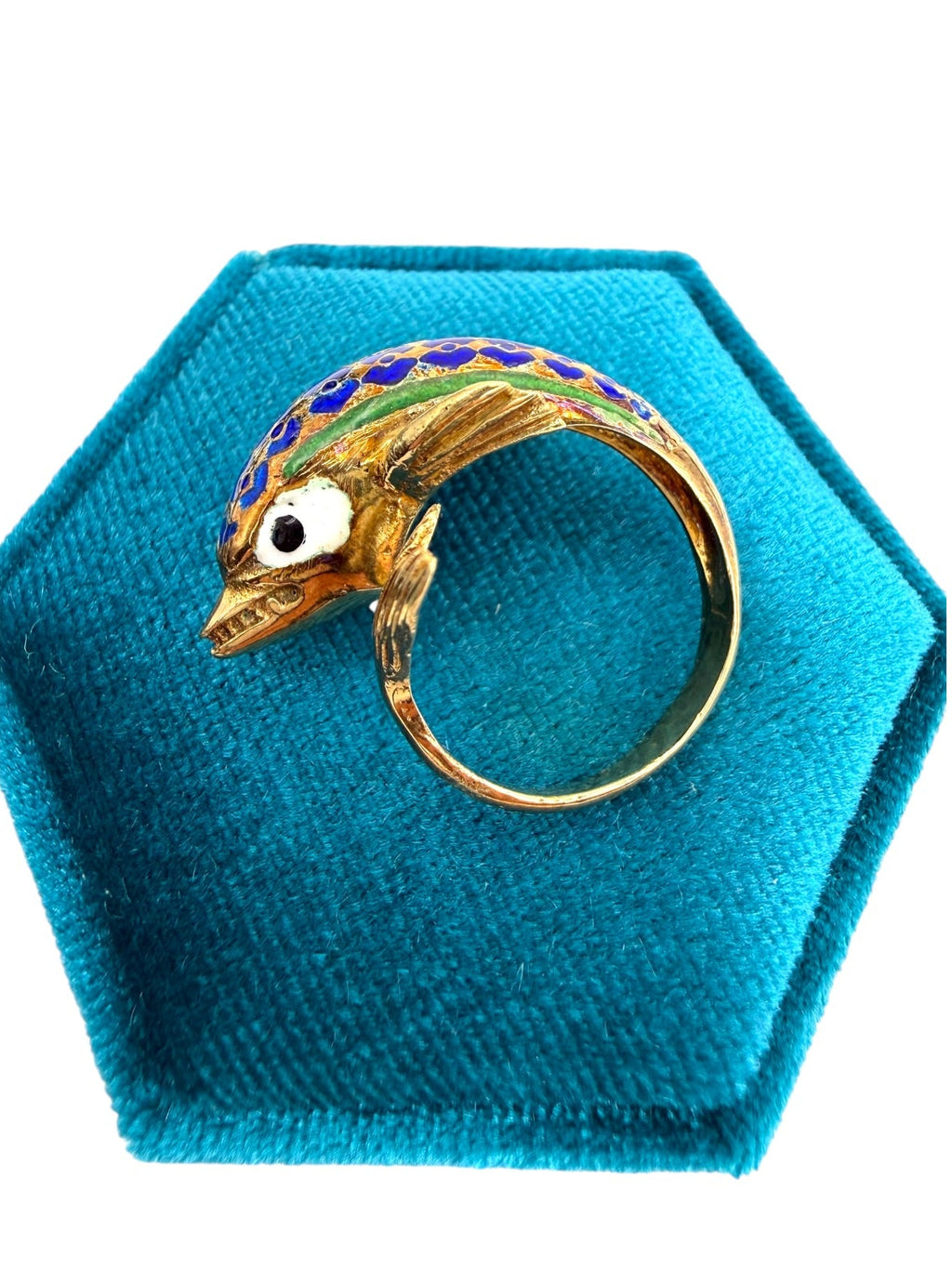 14k Enamel Dolphin Ring