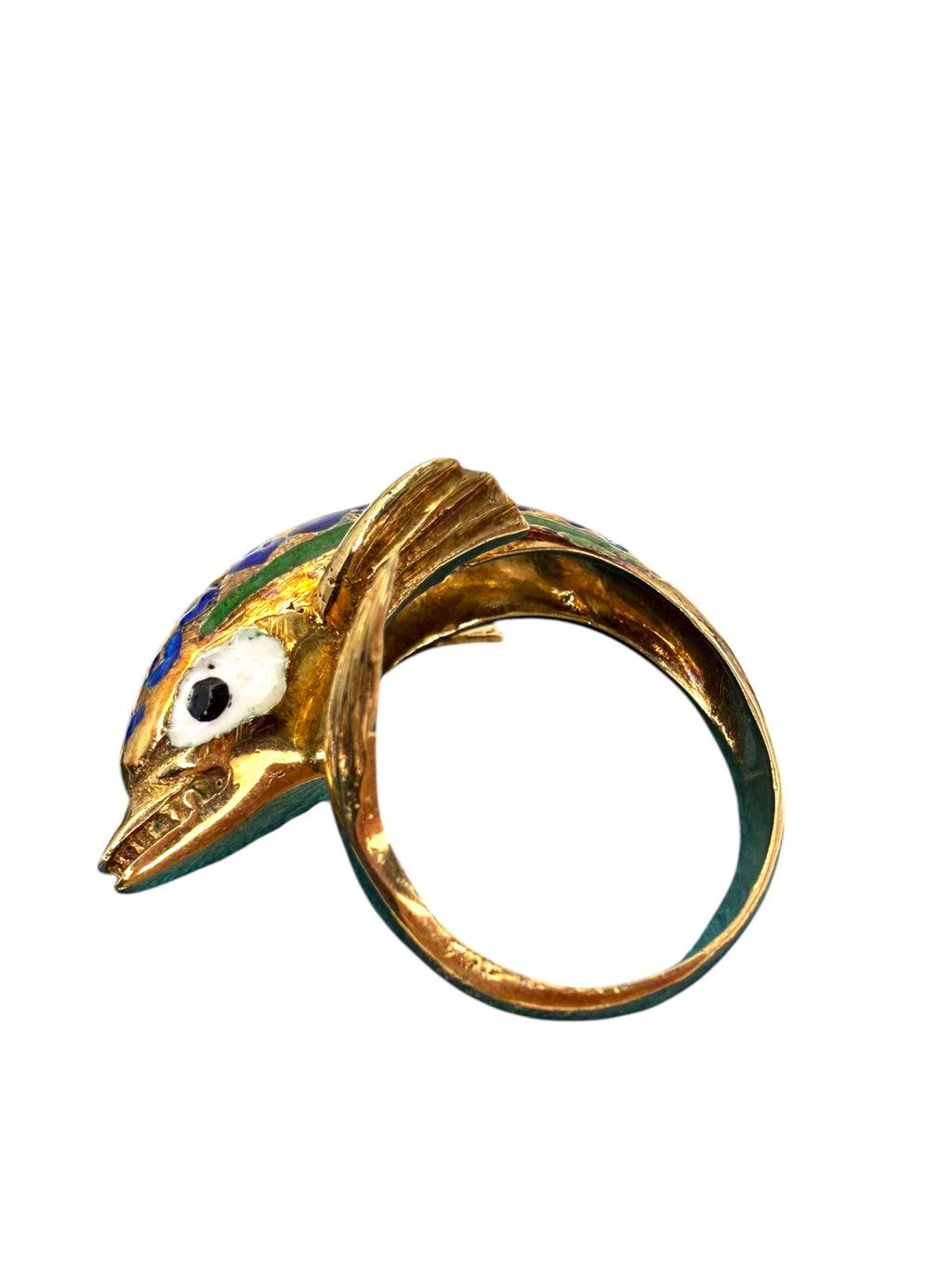 14k Enamel Dolphin Ring