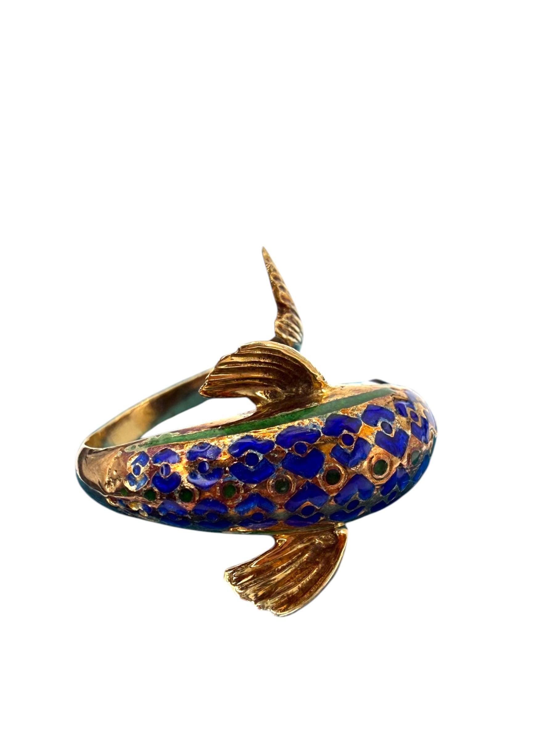 14k Enamel Dolphin Ring