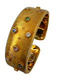 18k Satin Finish Gemstone Cuff Bracelet