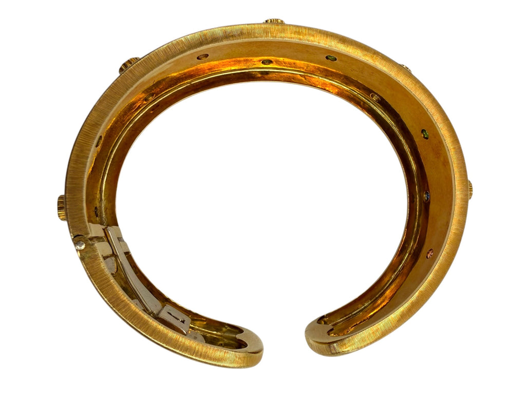 18k Satin Finish Gemstone Cuff Bracelet