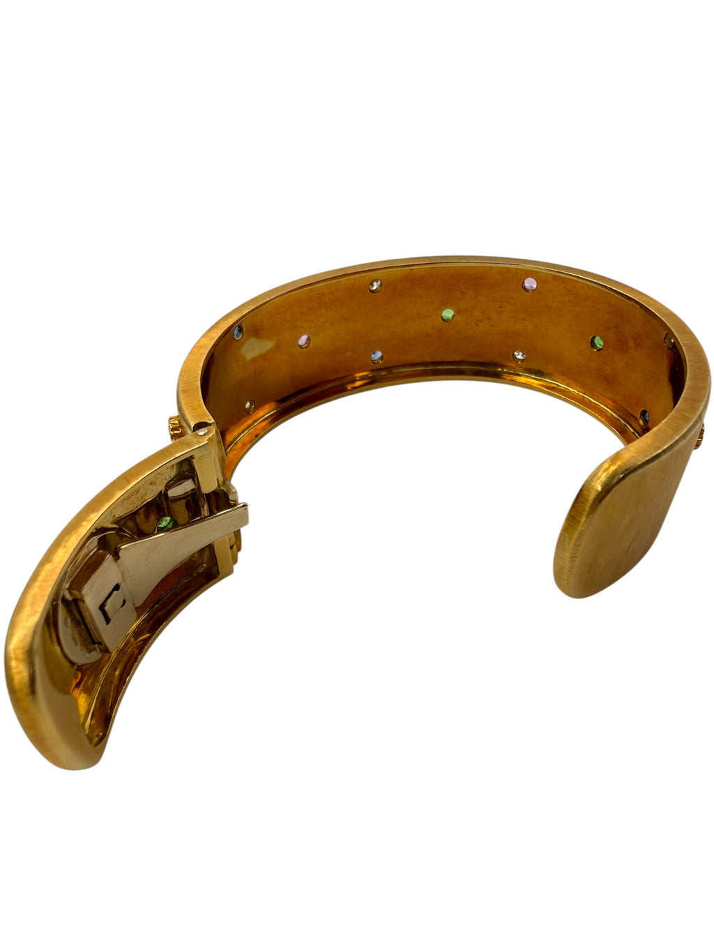 18k Satin Finish Gemstone Cuff Bracelet