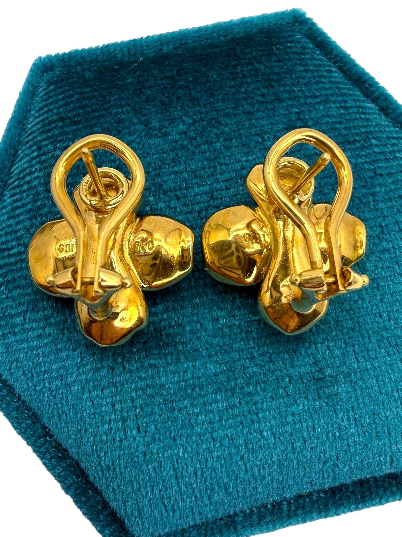 18k Diamond Dogwood Flower Earrings