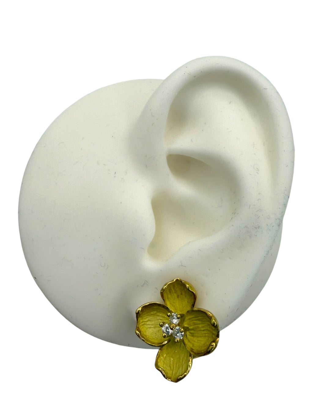 18k Diamond Dogwood Flower Earrings