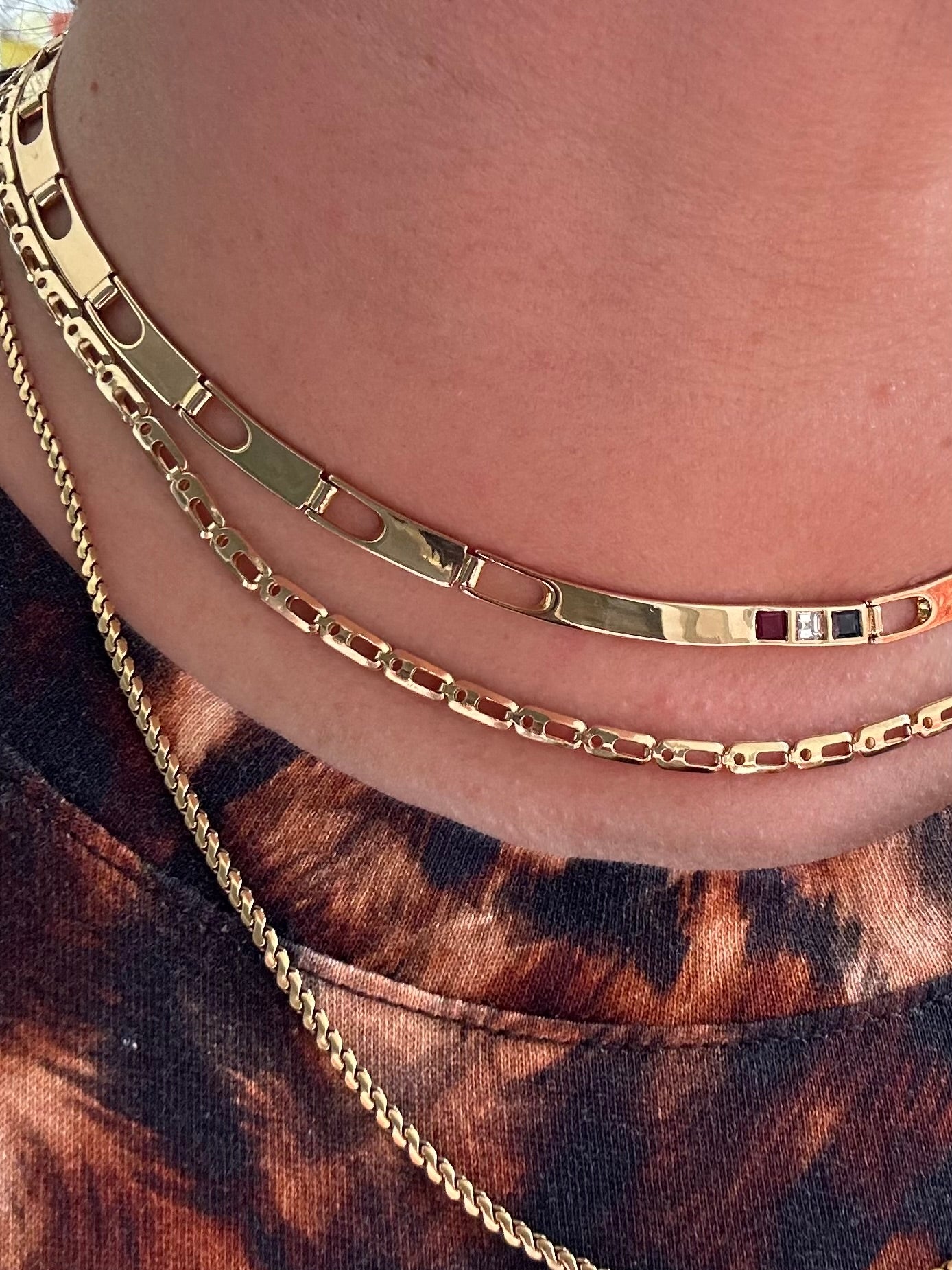 18k Unique Link Collar Necklace