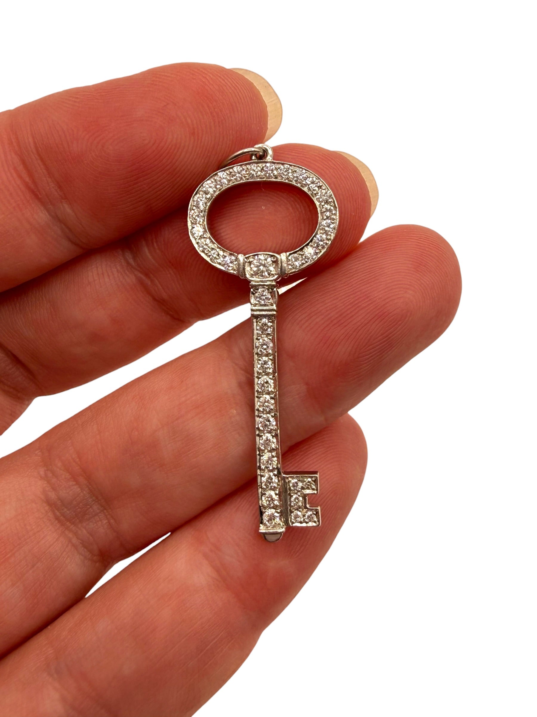 TIffany Platinum Diamond Key Pendant