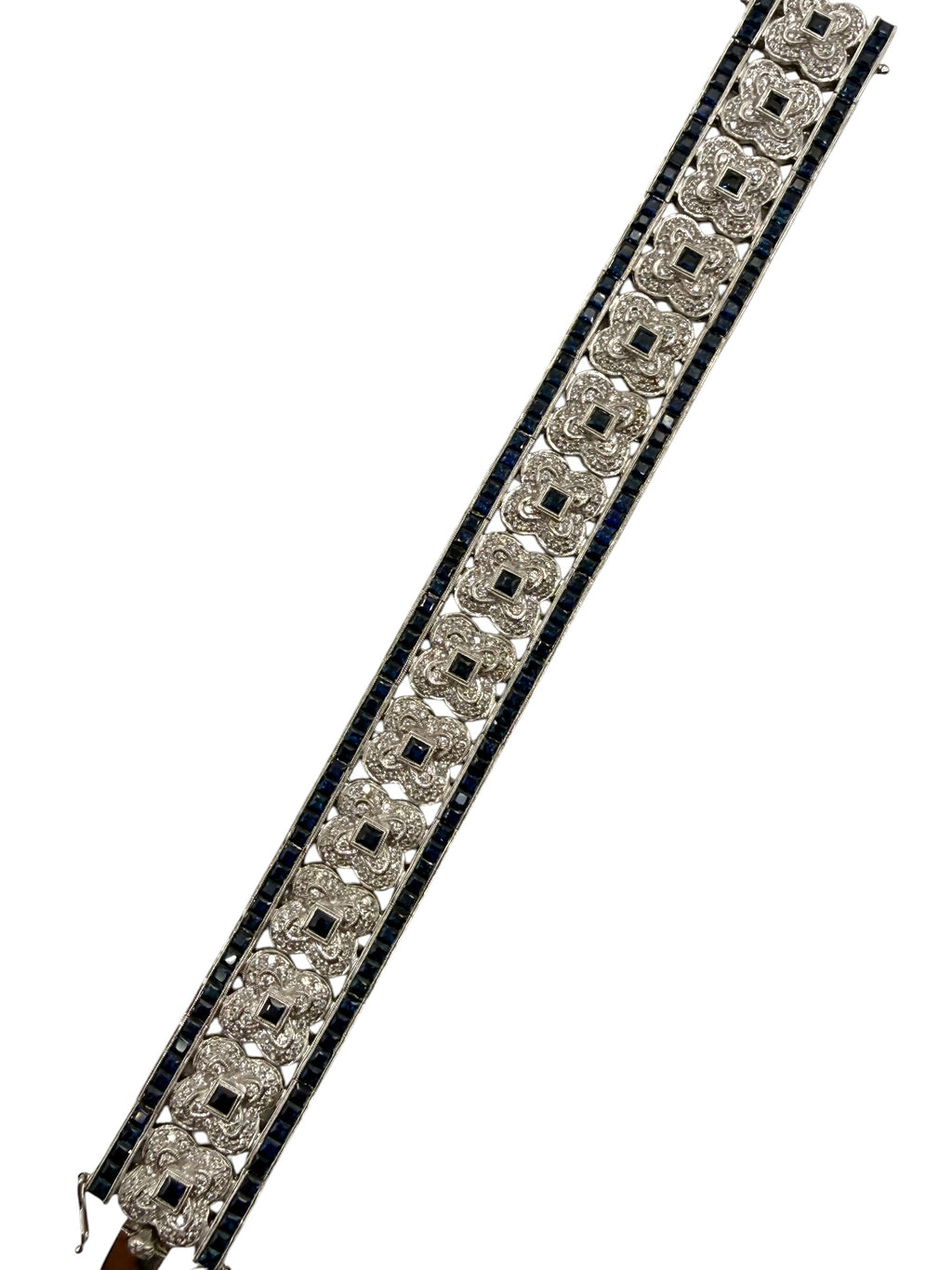 18k Sapphire Diamond Clover Bracelet