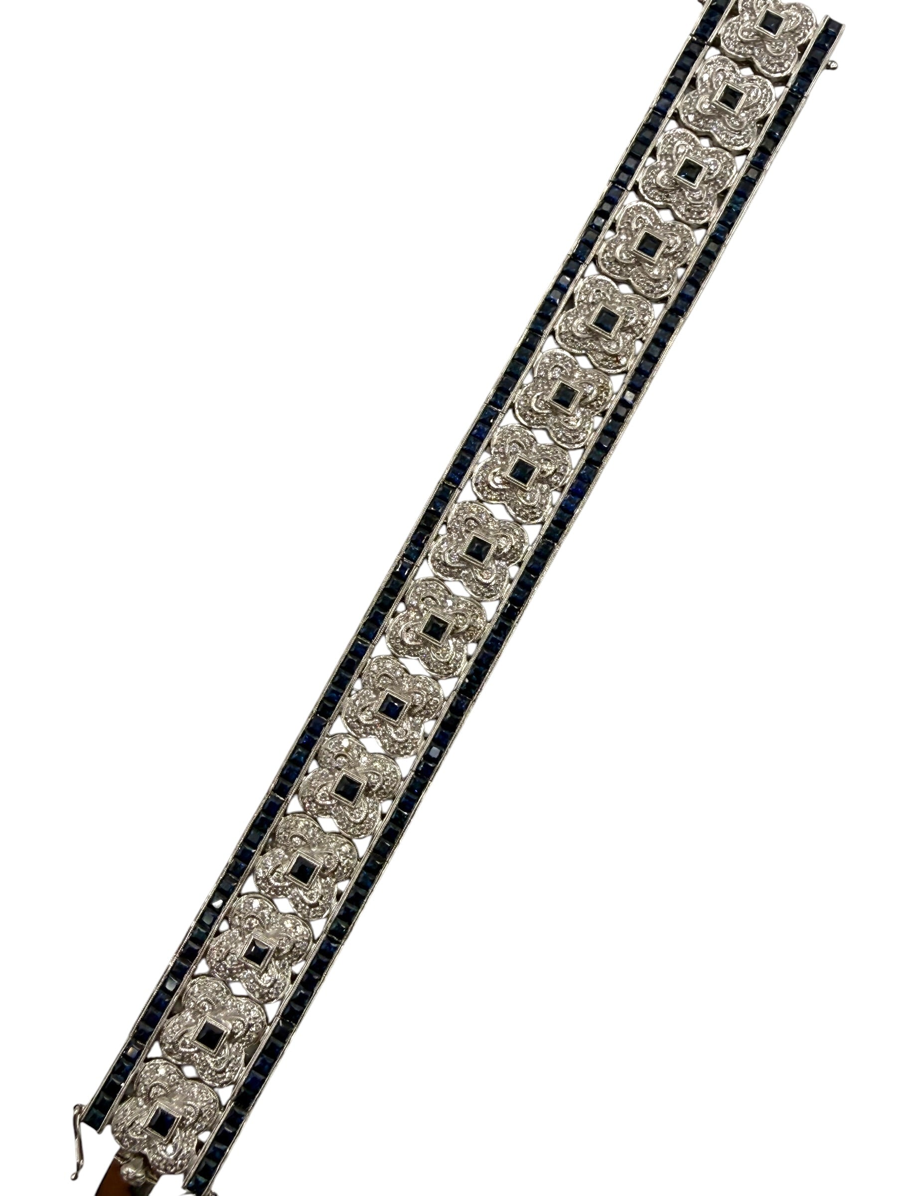 18k Sapphire Diamond Clover Bracelet