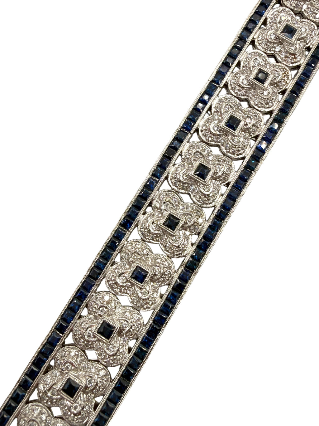 18k Sapphire Diamond Clover Bracelet