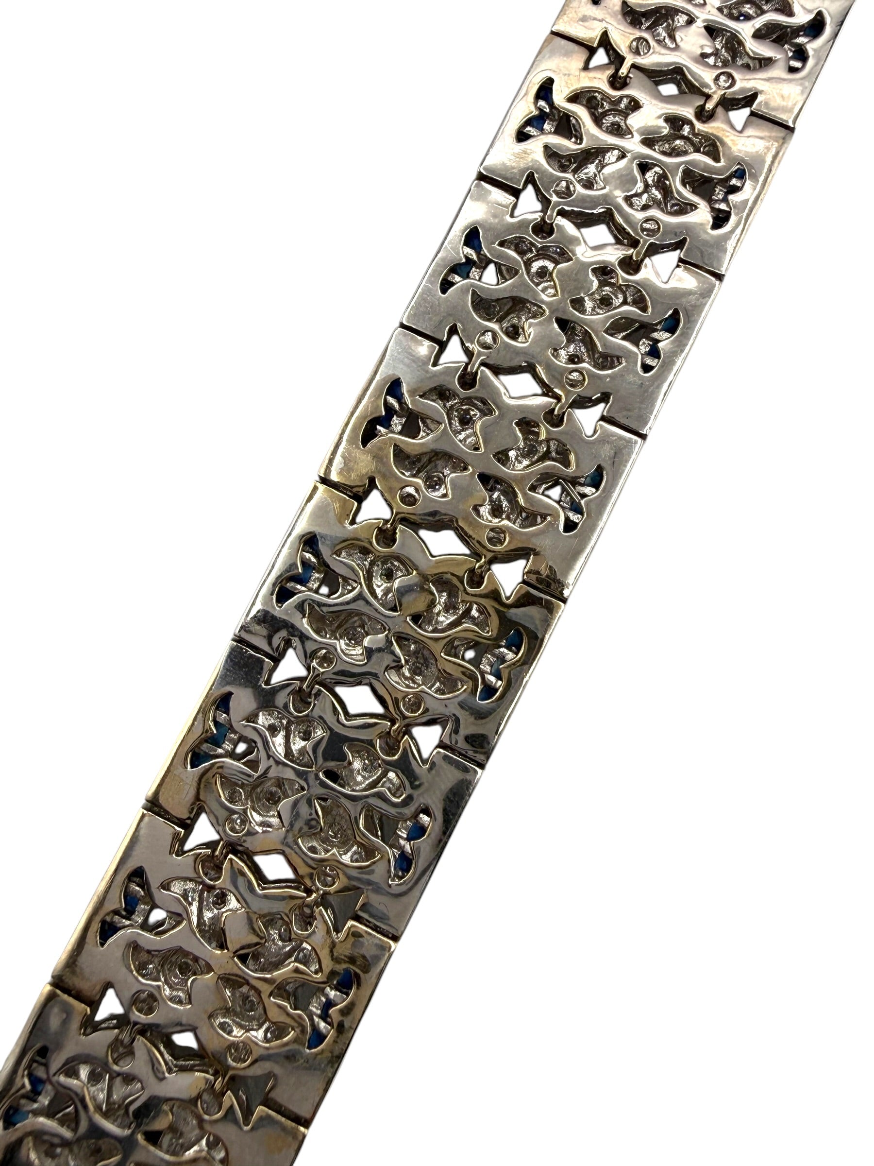 18k Sapphire Diamond Clover Bracelet