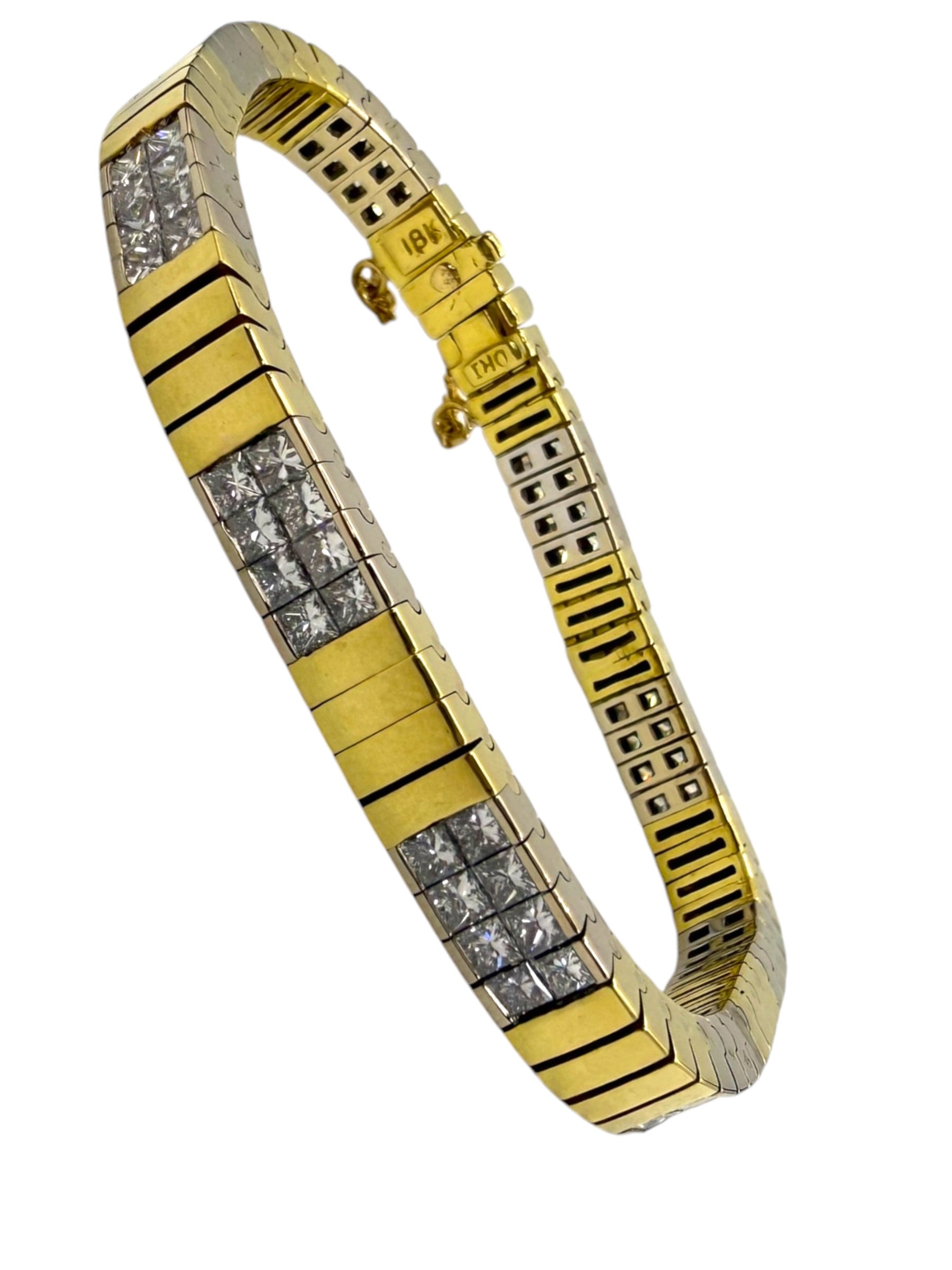 18k Two-Tone Princess Cut Diamond Bracelet