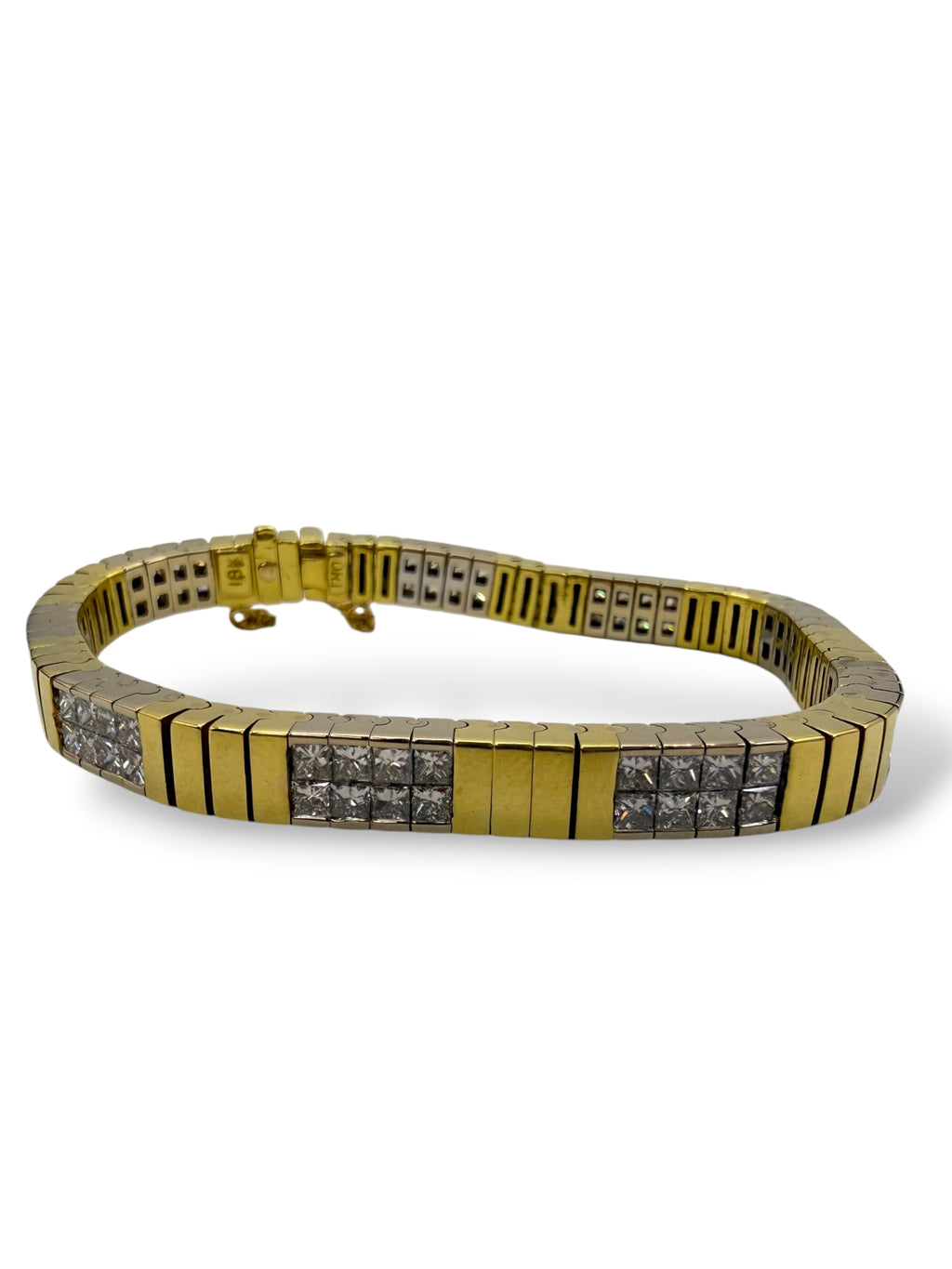 18k Two-Tone Princess Cut Diamond Bracelet