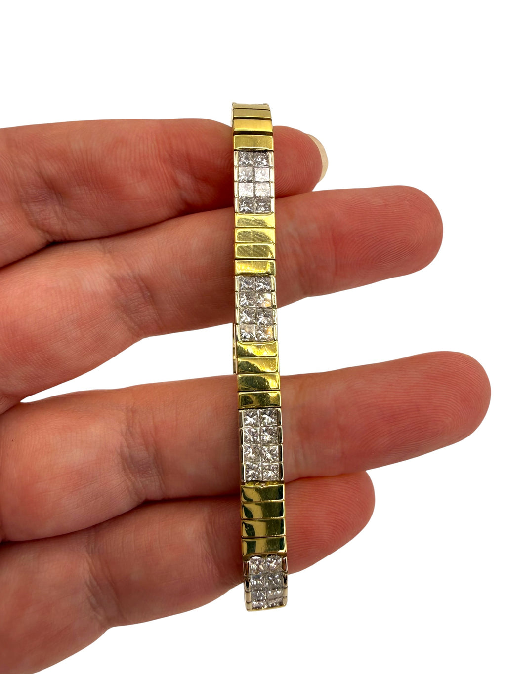 18k Two-Tone Princess Cut Diamond Bracelet