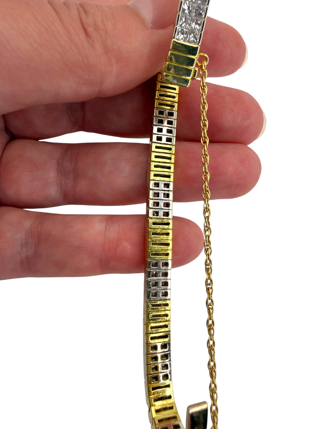 18k Two-Tone Princess Cut Diamond Bracelet