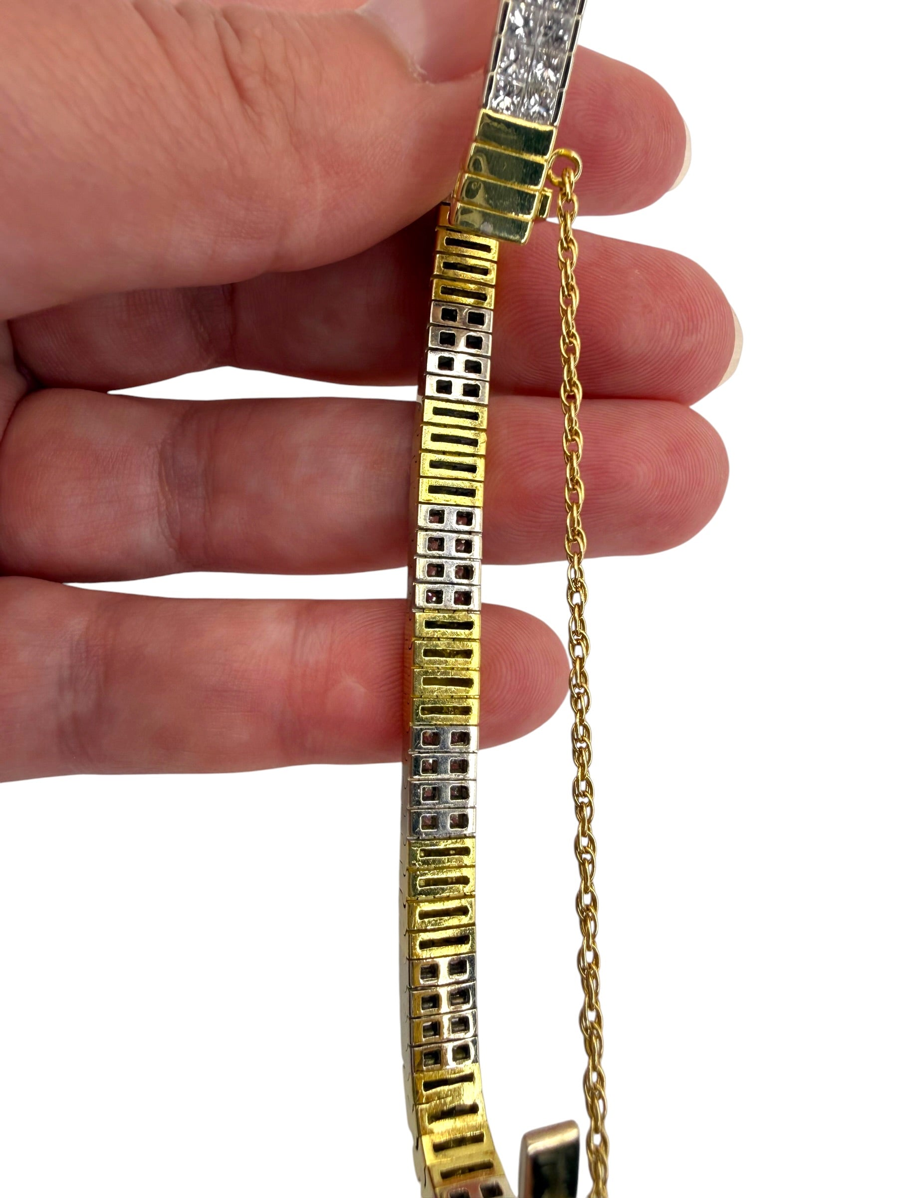 18k Two-Tone Princess Cut Diamond Bracelet