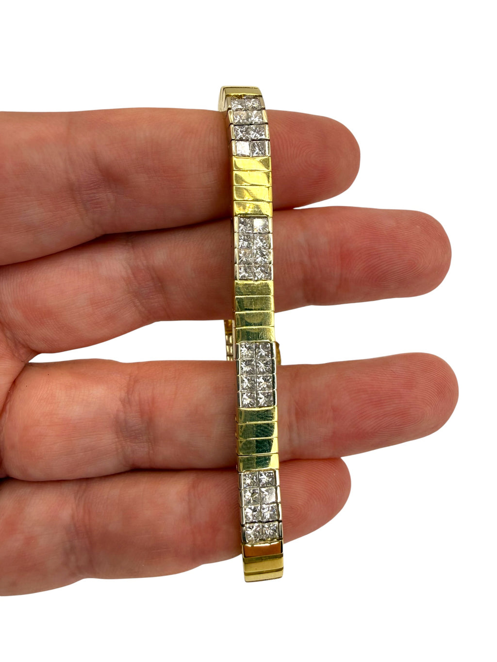 18k Two-Tone Princess Cut Diamond Bracelet