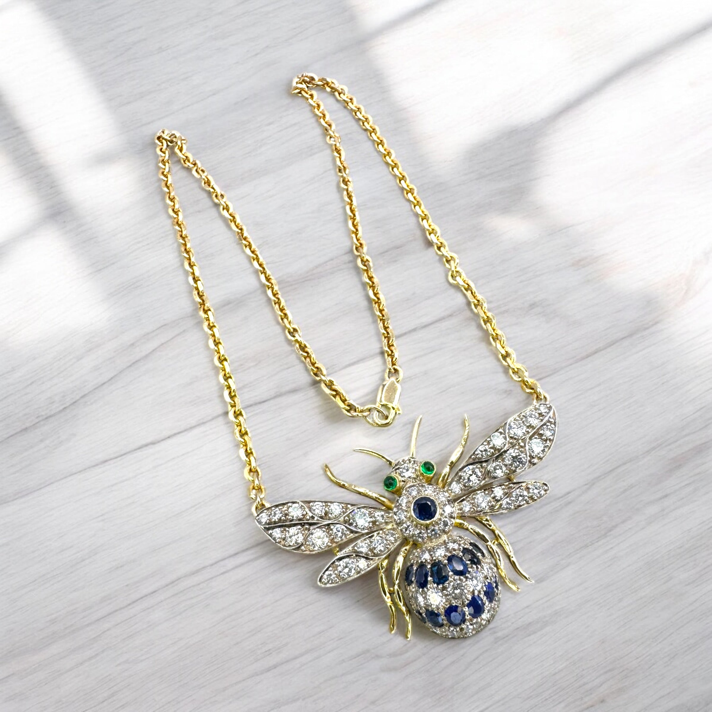 14k/ 18k Bee Brooch Pendant Necklace