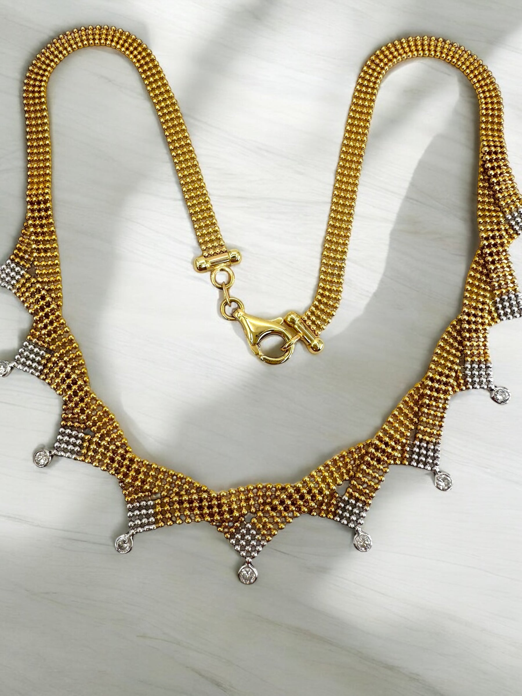 14k Two Tone Diamond Fringe Necklace