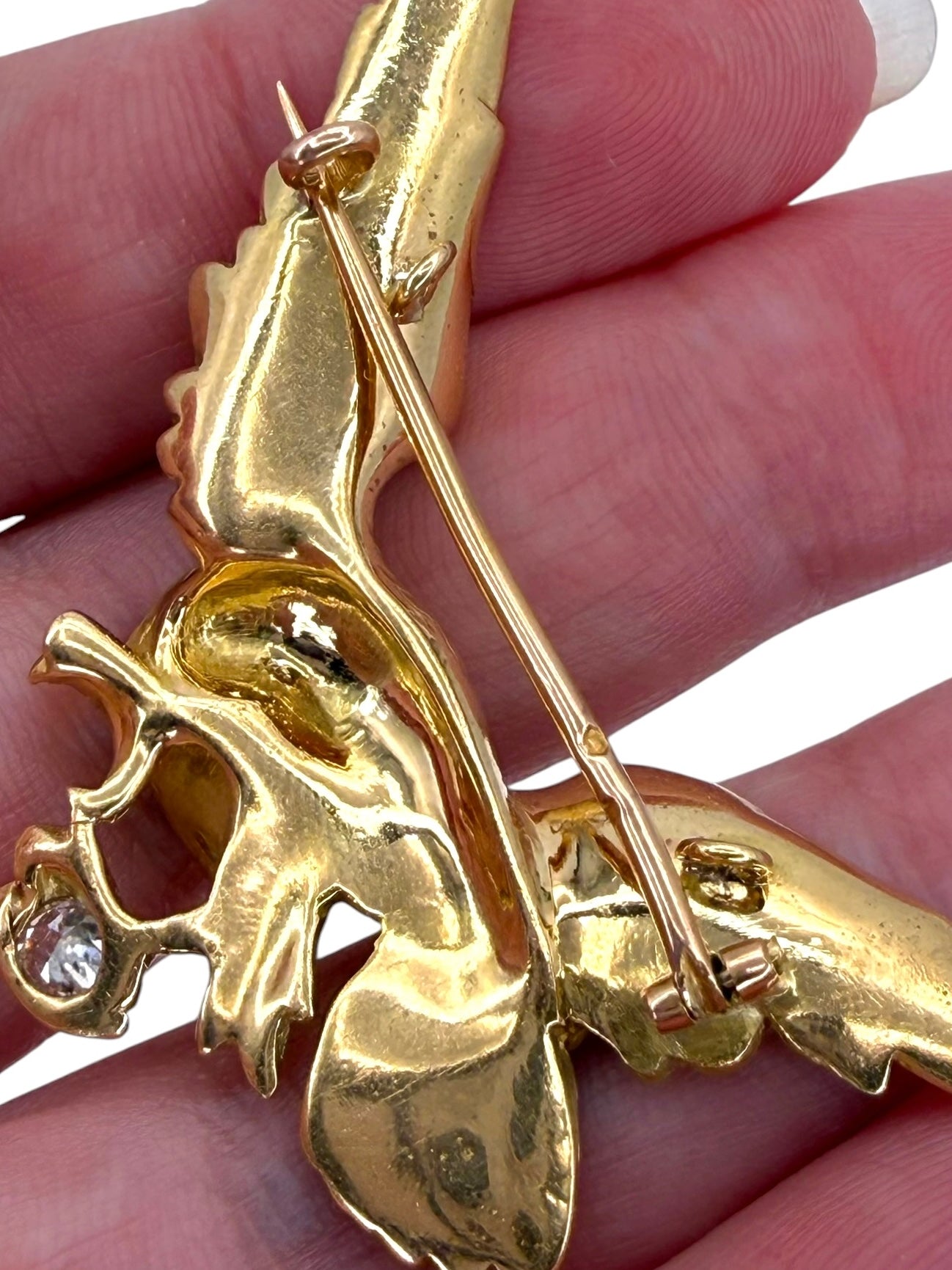 18k French Diamond Eagle Brooch