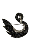 14k Sapphire Diamond Swan Brooch