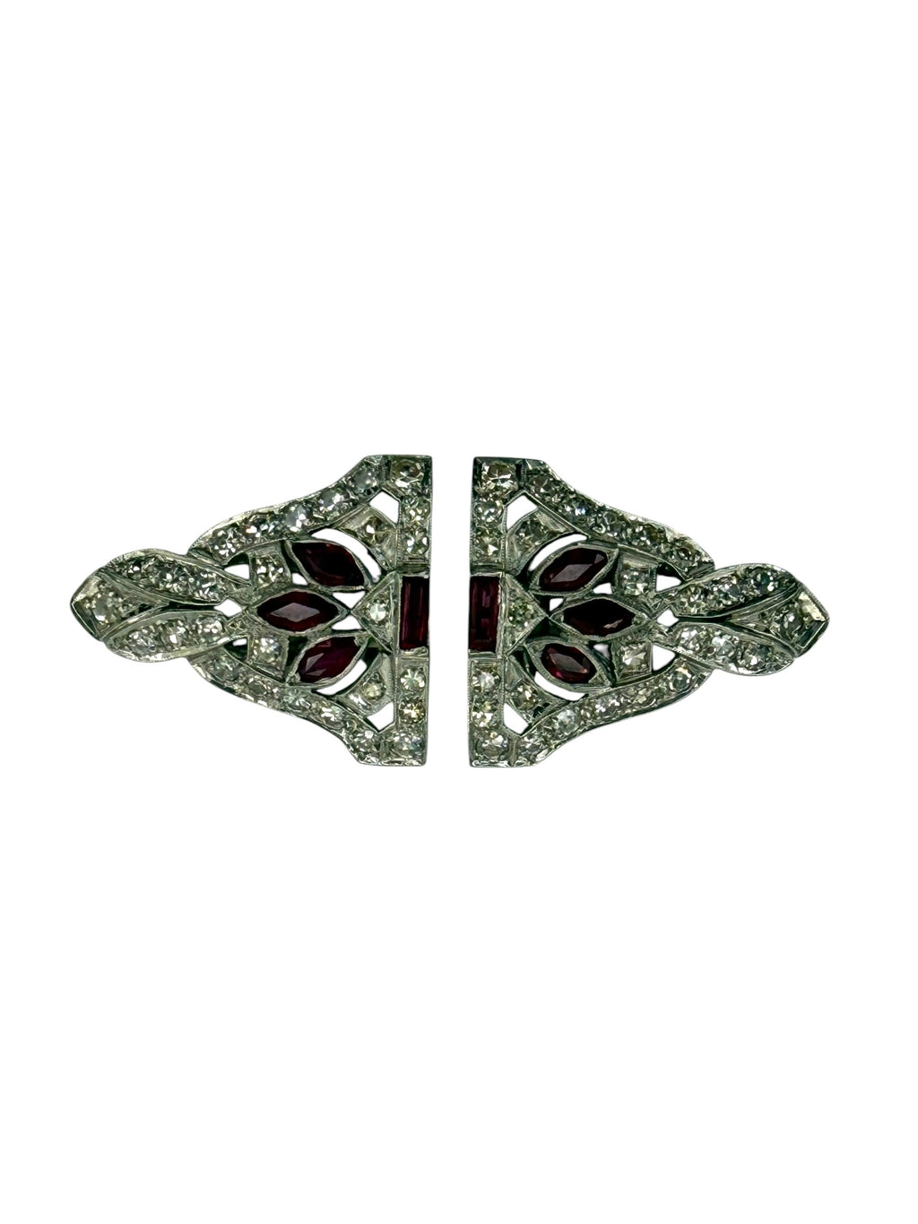 Platinum Diamond Ruby Dress Clips