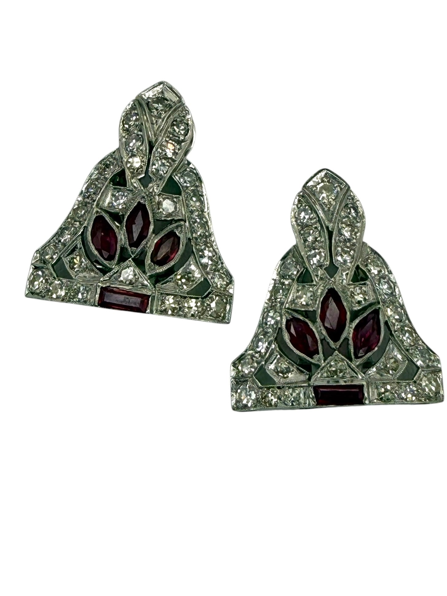 Platinum Diamond Ruby Dress Clips