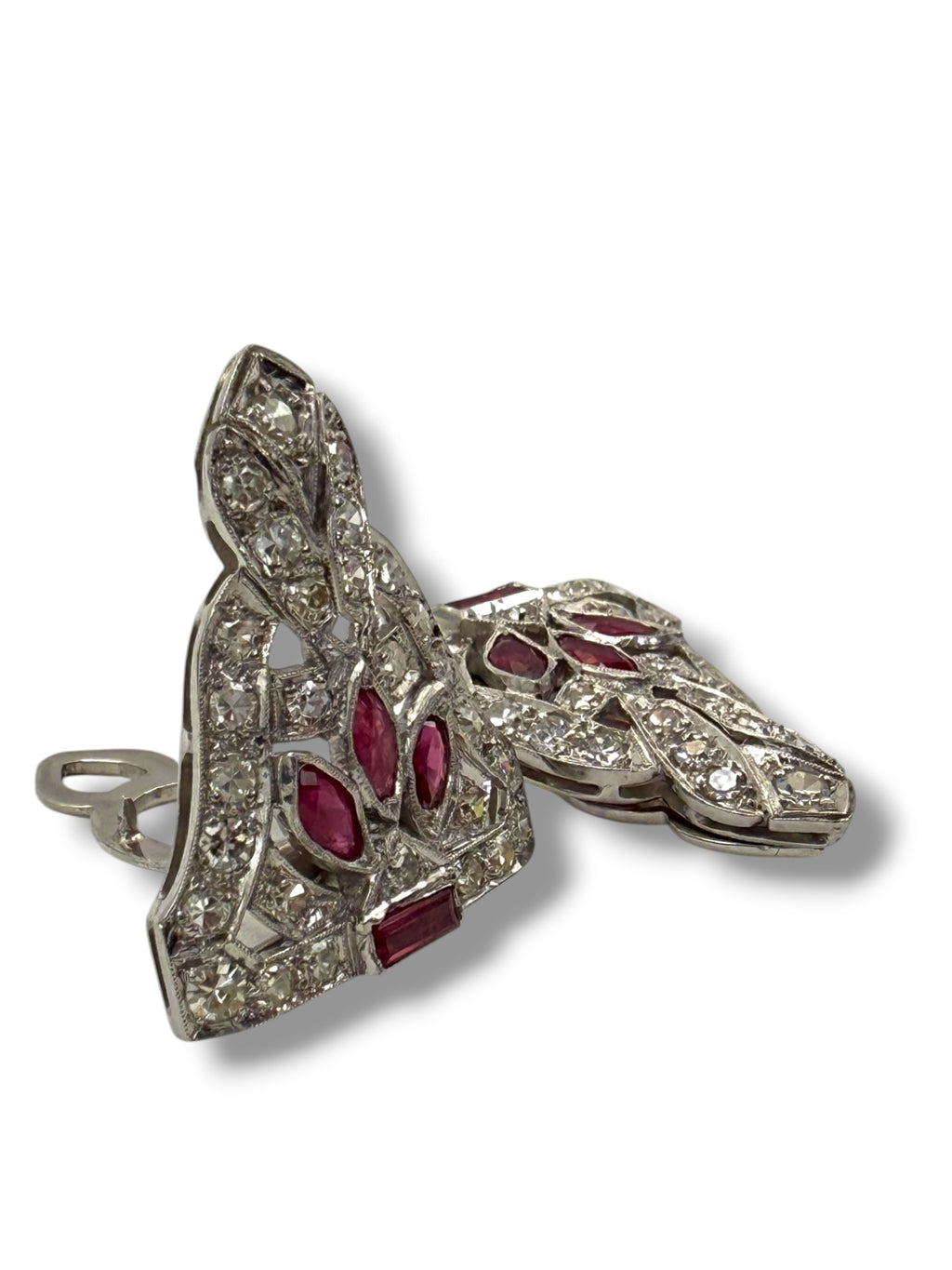 Platinum Diamond Ruby Dress Clips