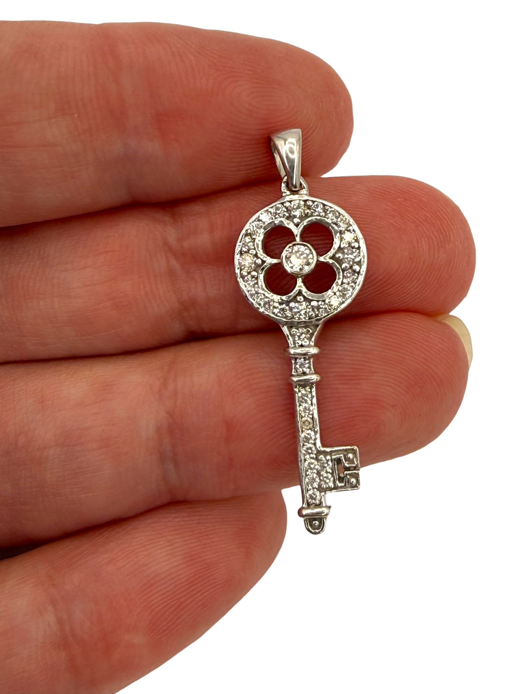 14k Diamond Key Pendant