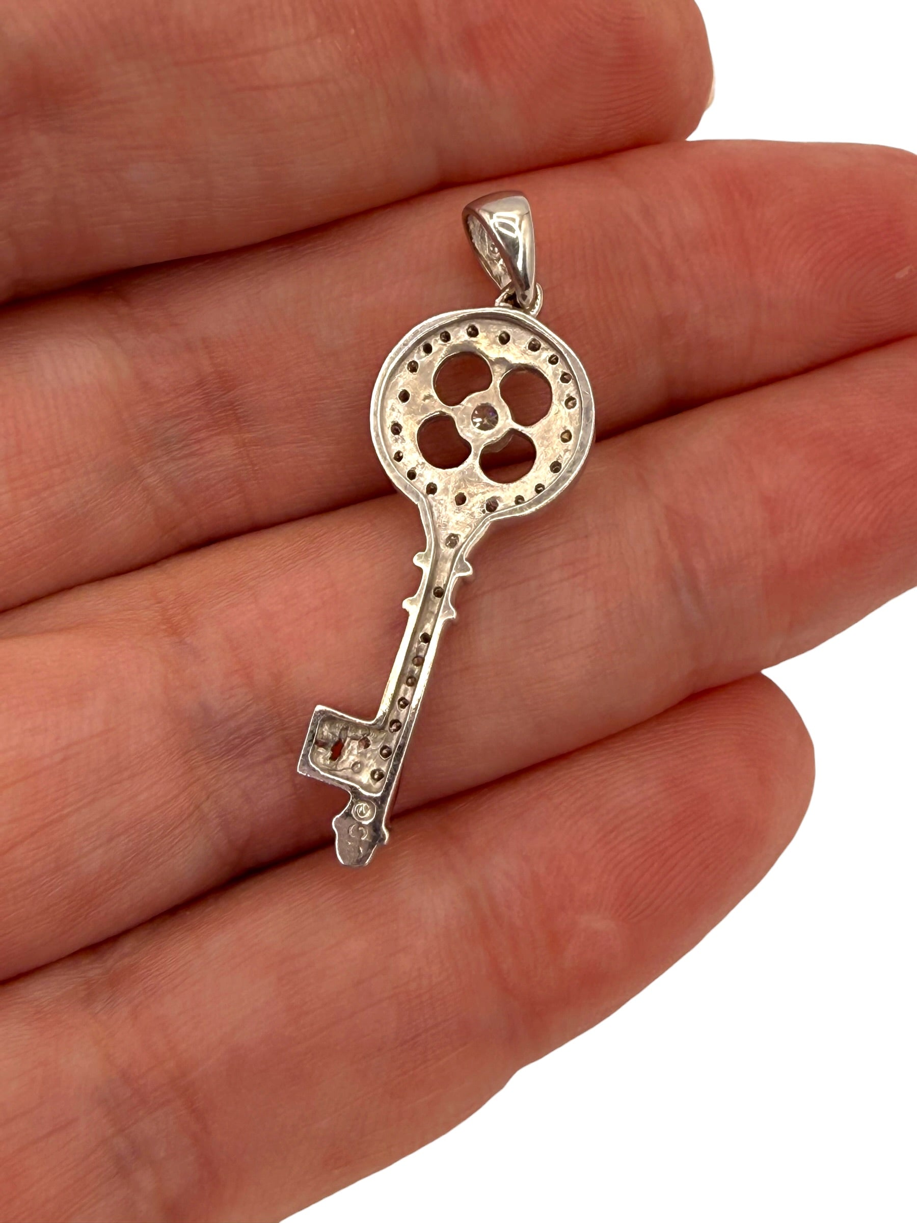 14k Diamond Key Pendant