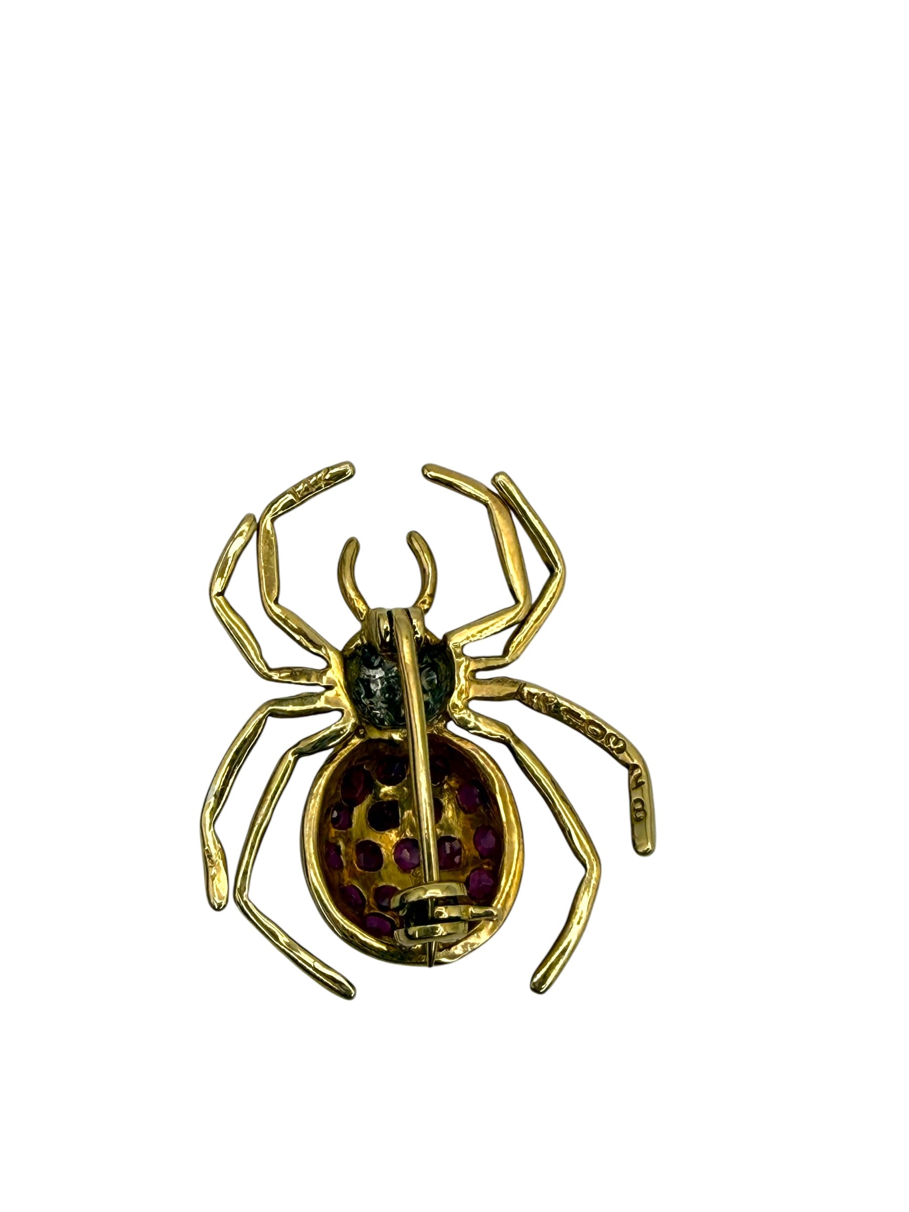 14k Ruby Diamond Spider Pin