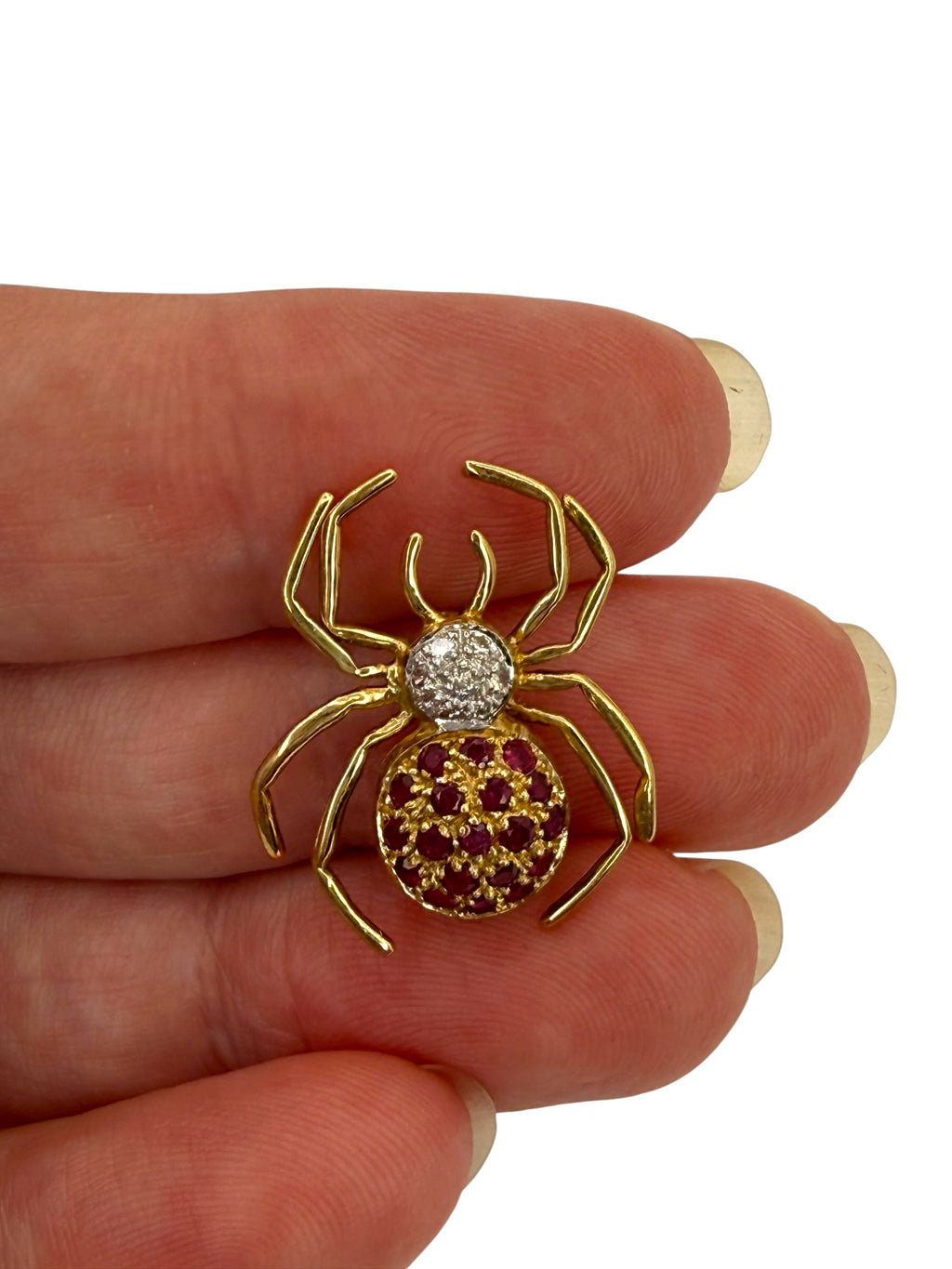 14k Ruby Diamond Spider Pin