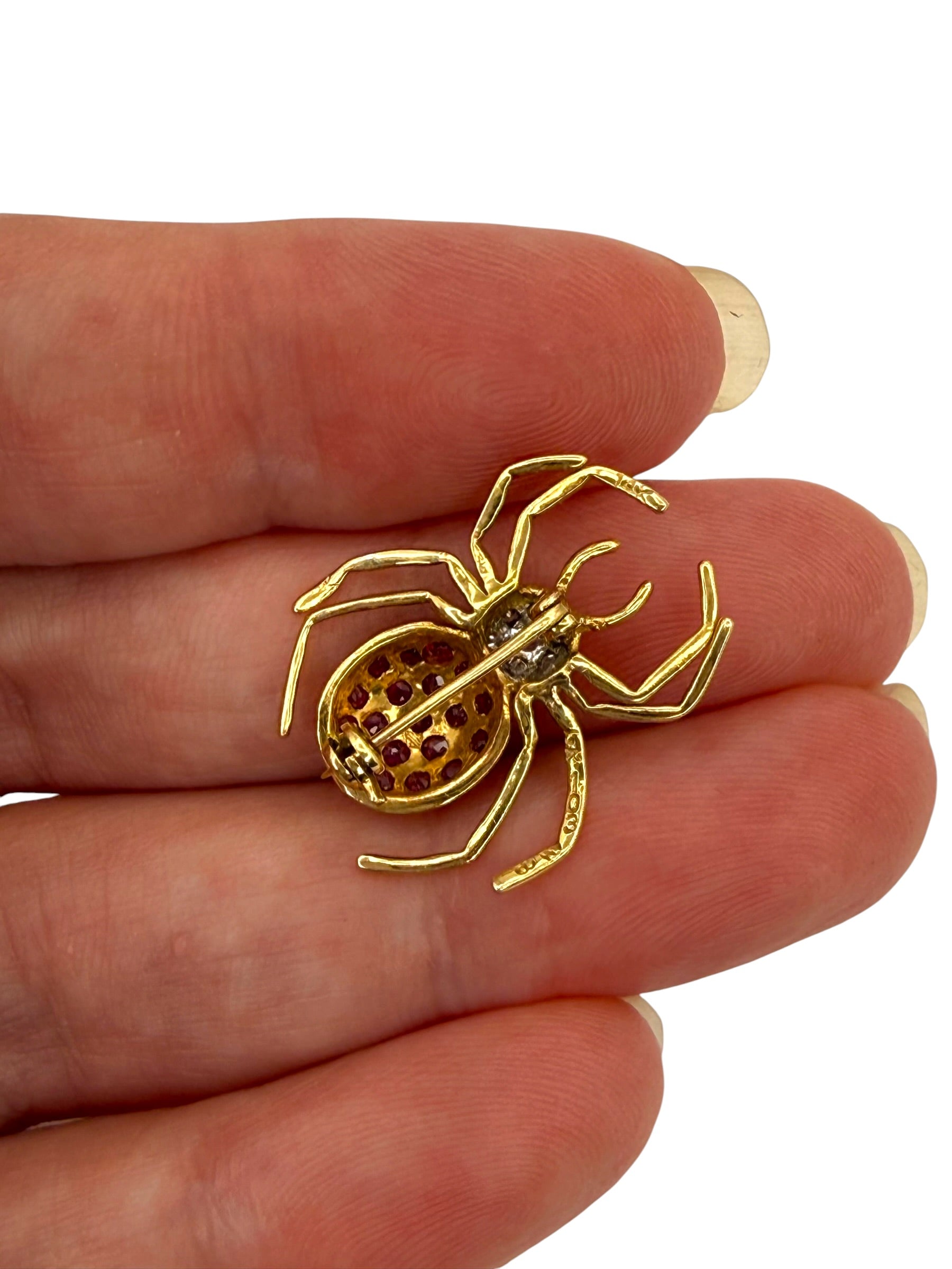 14k Ruby Diamond Spider Pin