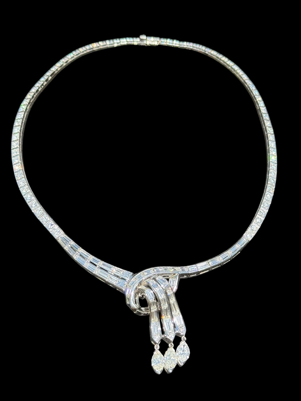 Retro Platinum Diamond Dinner Necklace