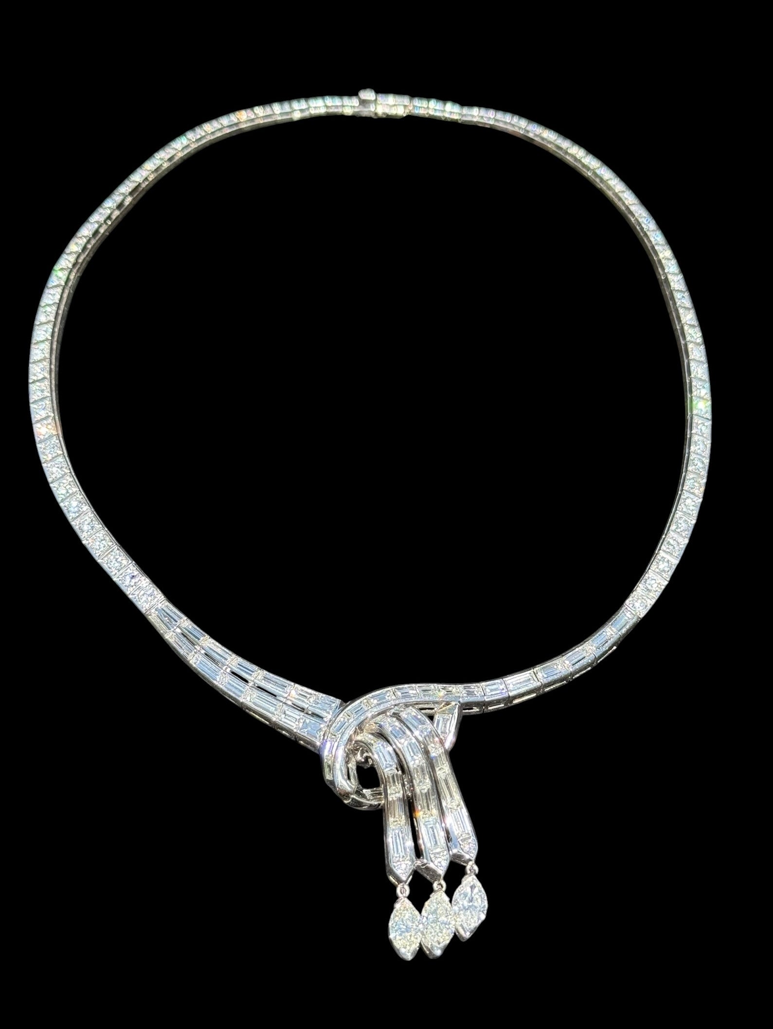 Retro Platinum Diamond Dinner Necklace