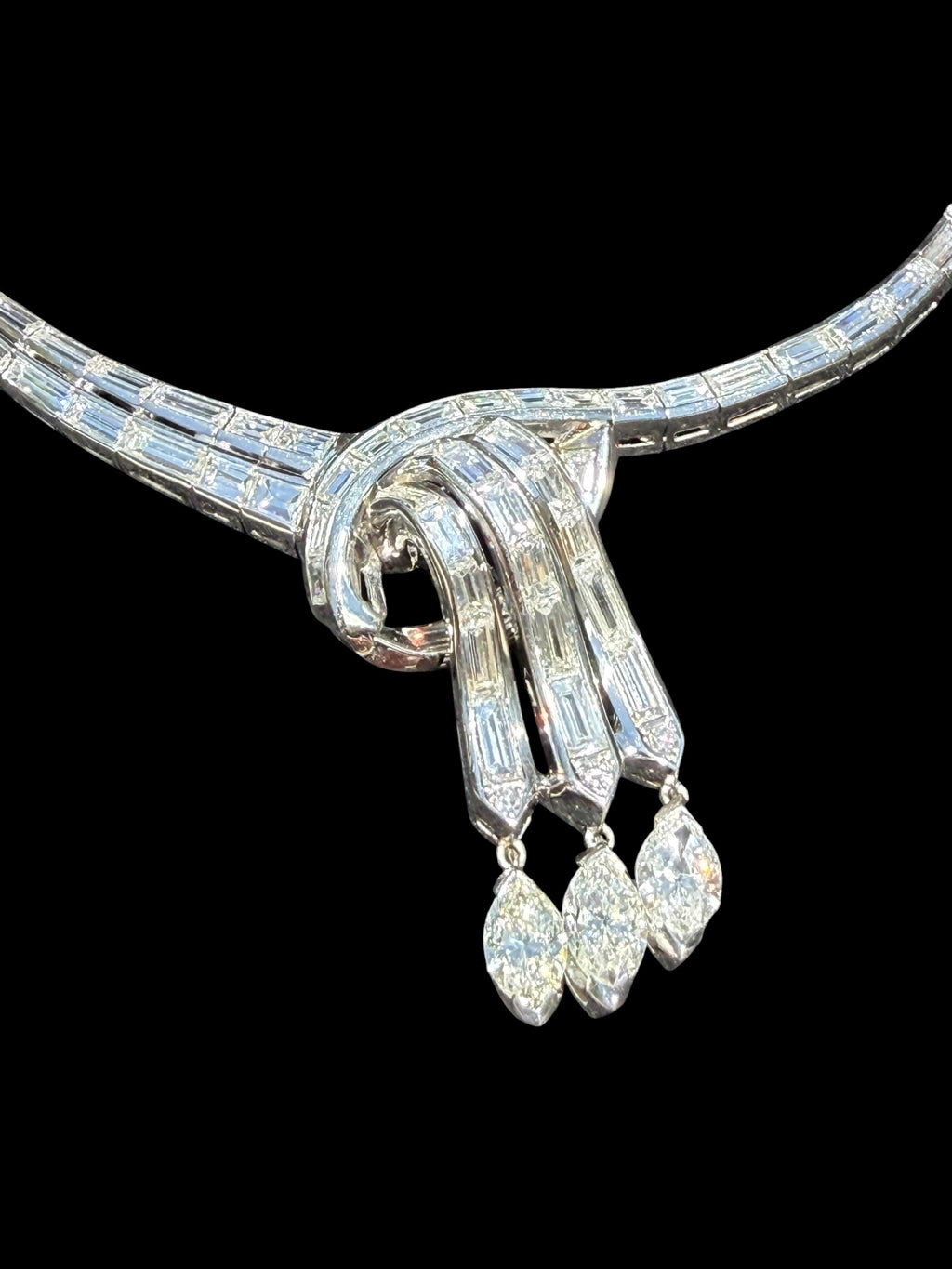 Retro Platinum Diamond Dinner Necklace