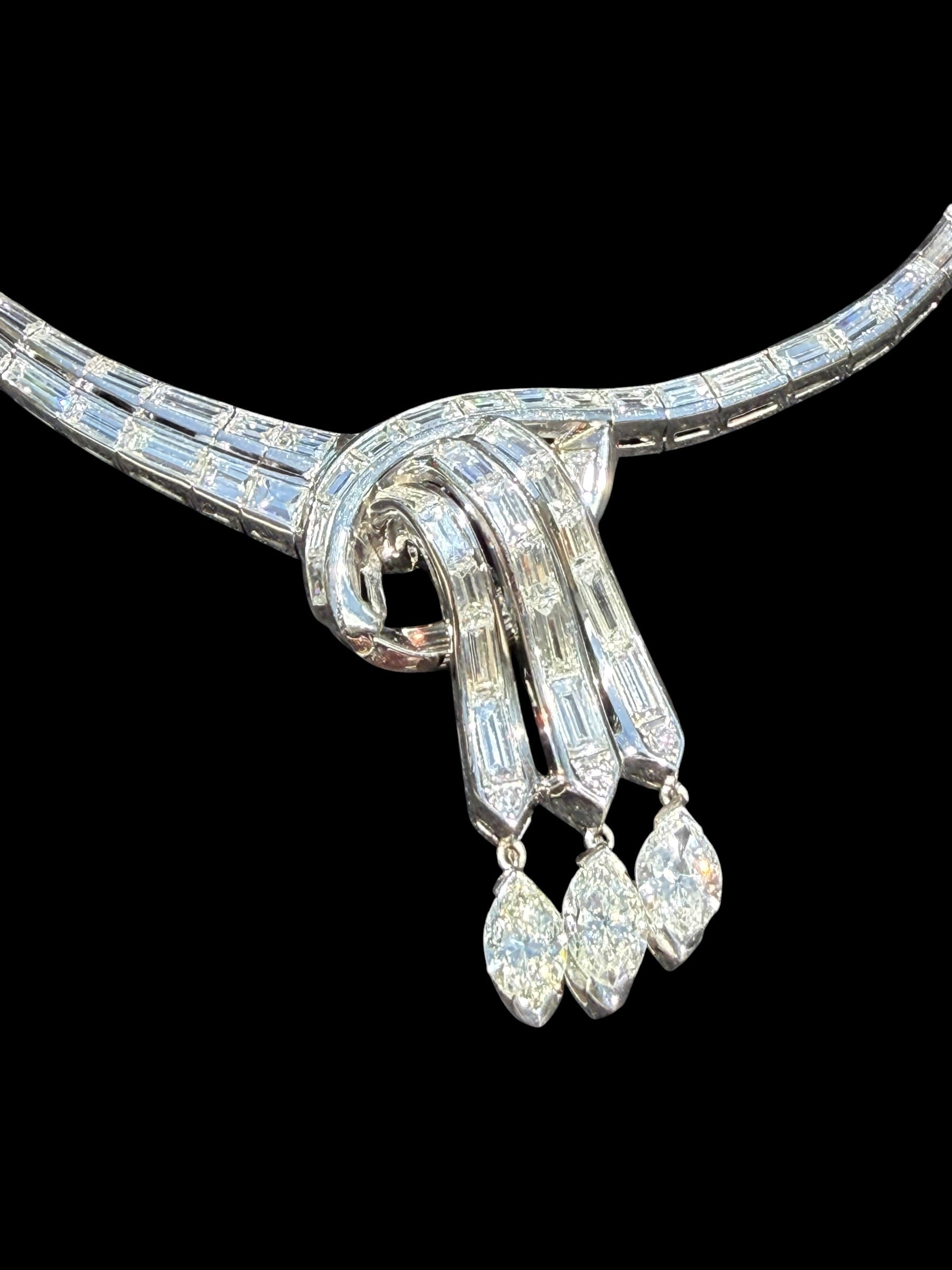 Retro Platinum Diamond Dinner Necklace