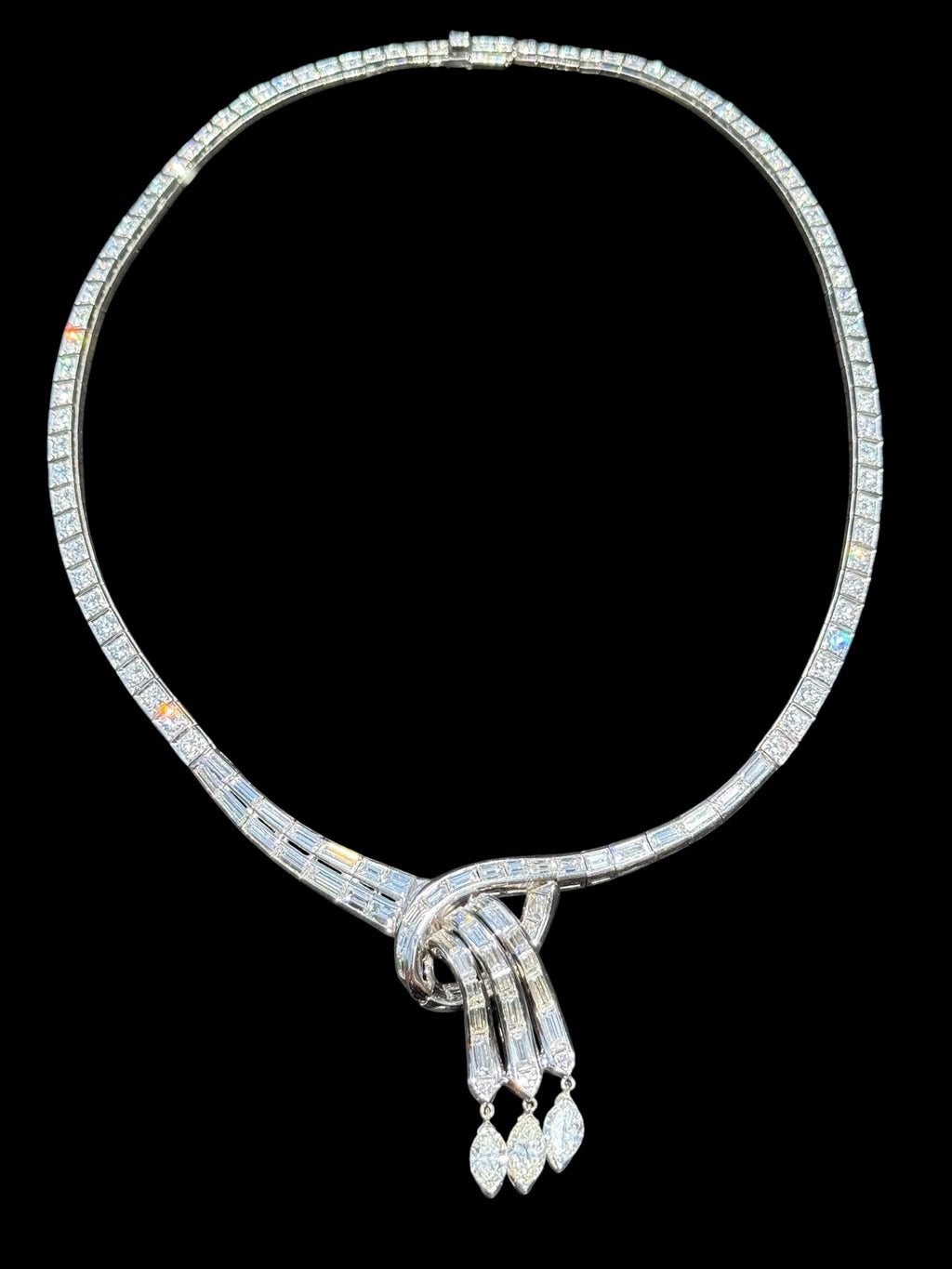 Retro Platinum Diamond Dinner Necklace