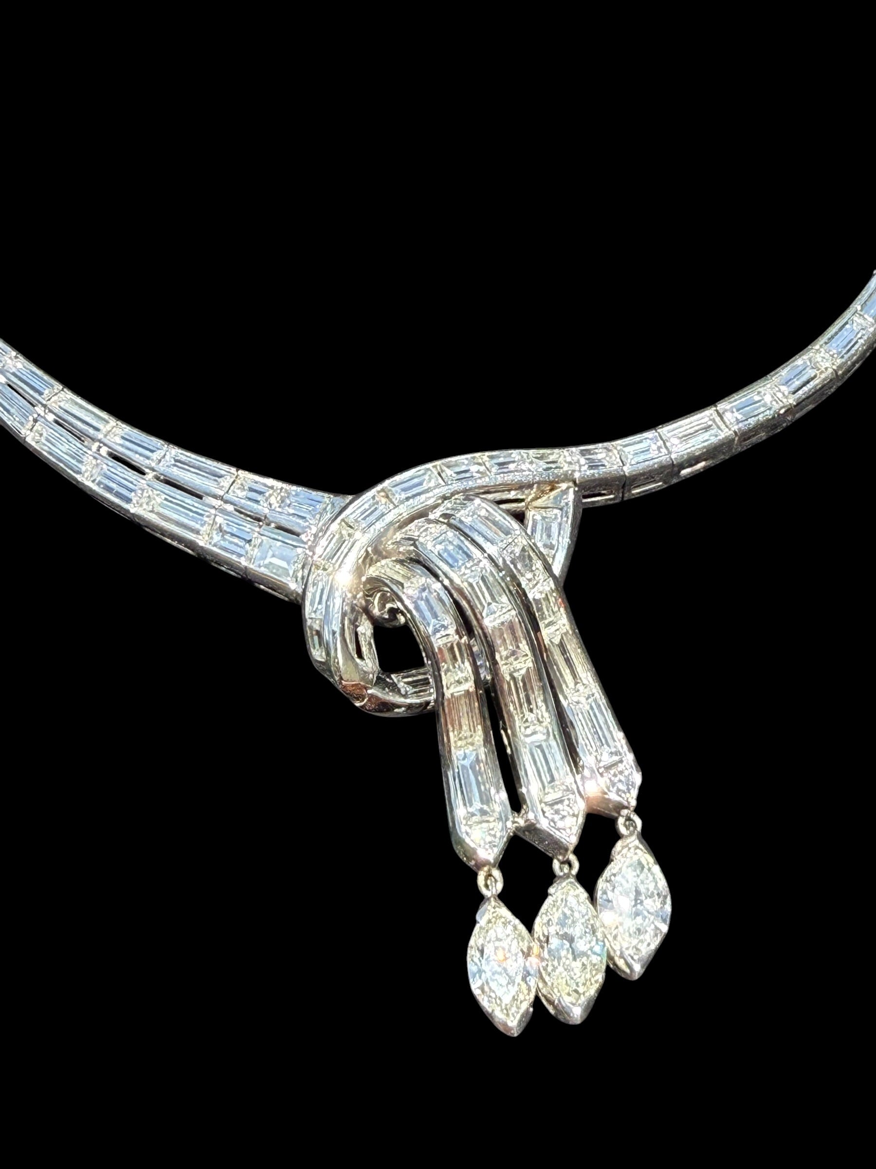 Retro Platinum Diamond Dinner Necklace