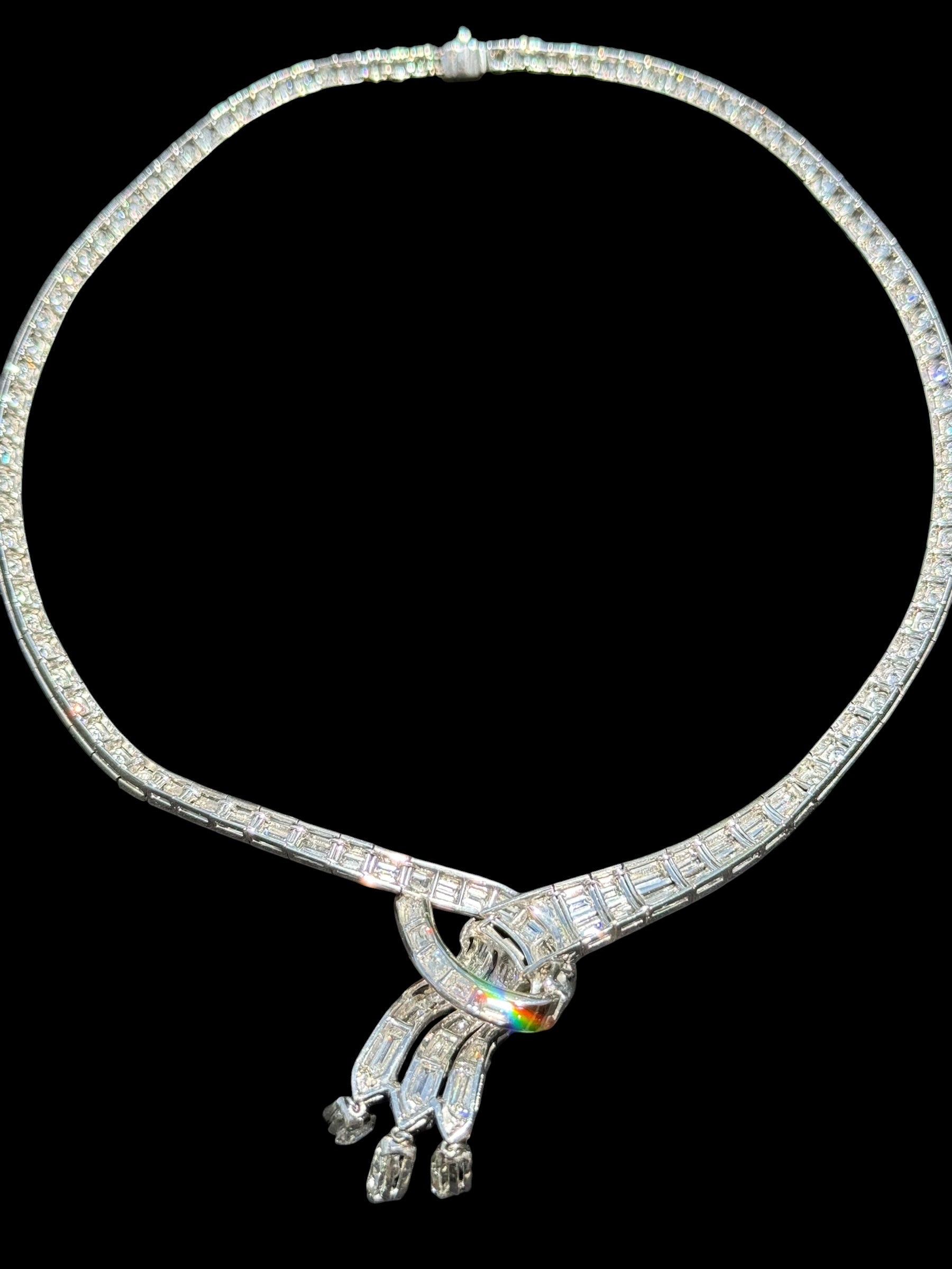 Retro Platinum Diamond Dinner Necklace