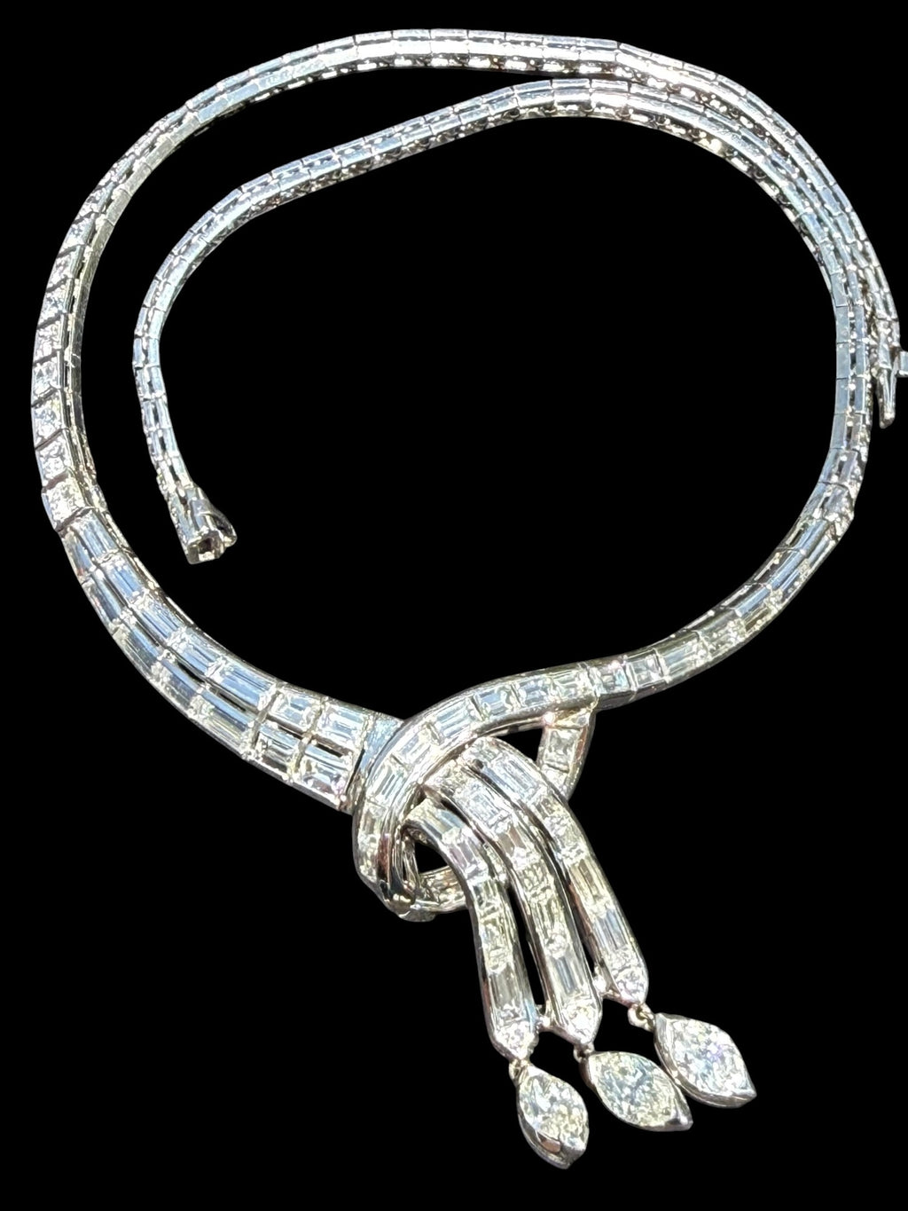 Retro Platinum Diamond Dinner Necklace