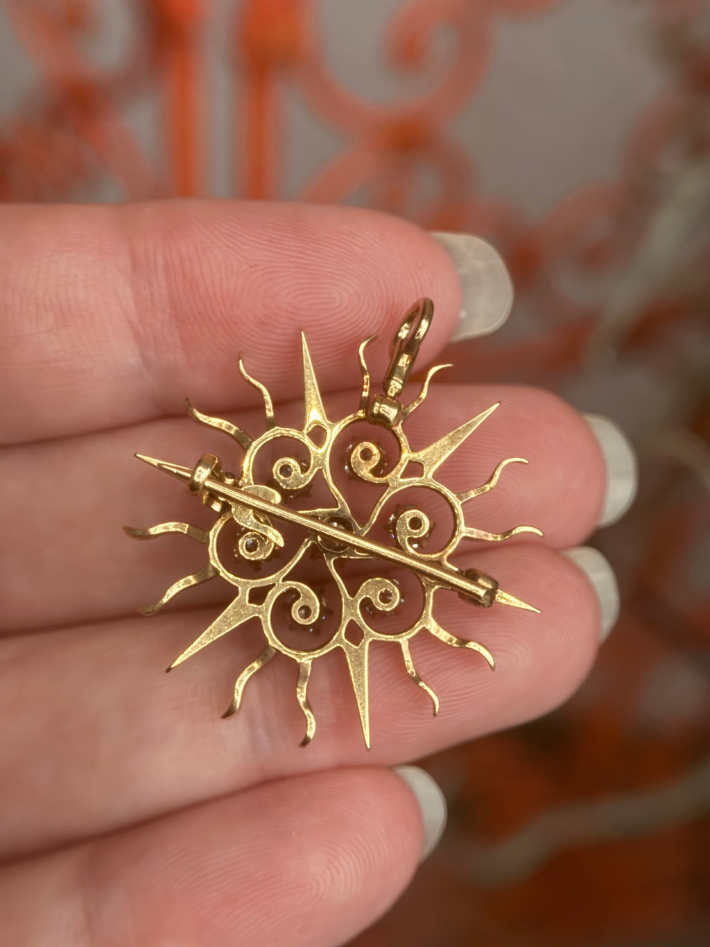 14k Victorian Diamond Sun/Starburst