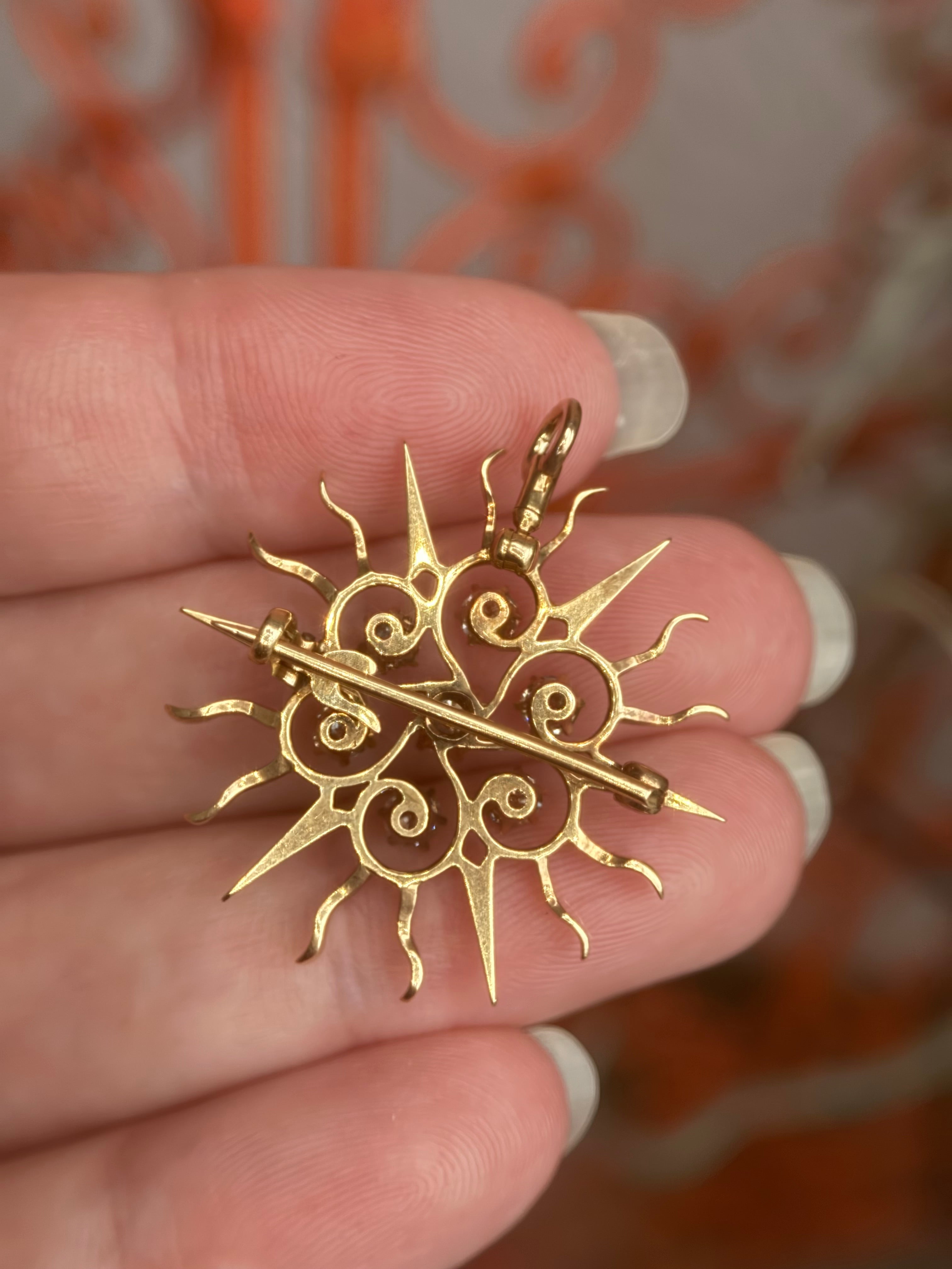 14k Victorian Diamond Sun/Starburst