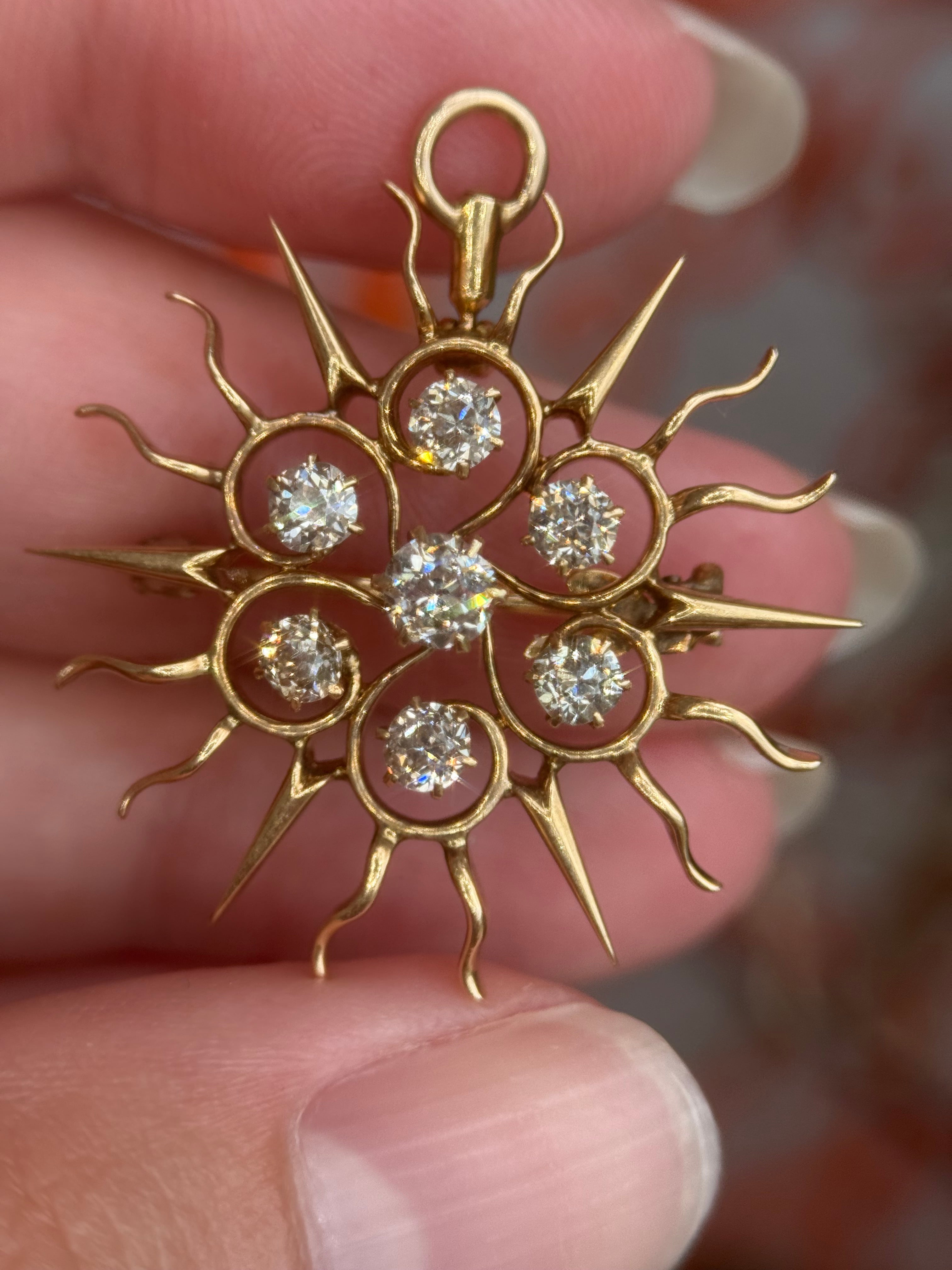 14k Victorian Diamond Sun/Starburst