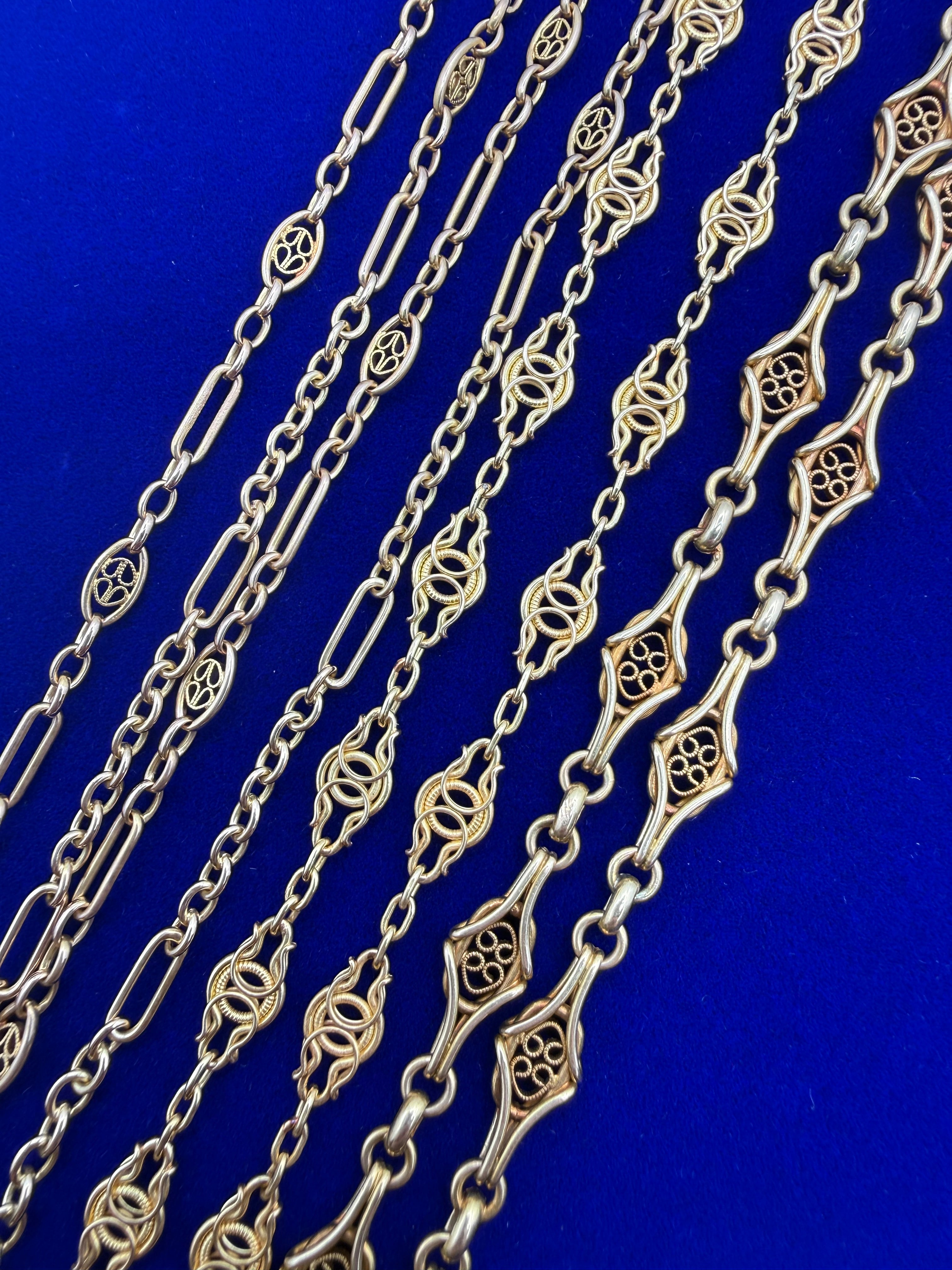 18k Early 1900s Filigree Chain Diamond Shape