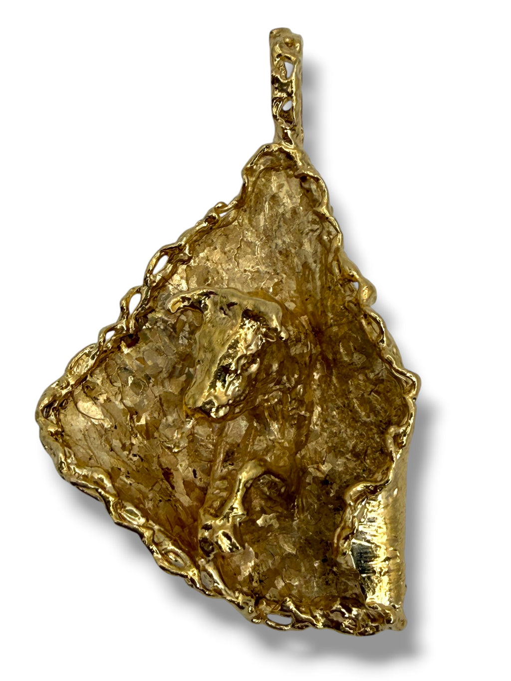 14k Brutalist Bull Pendant